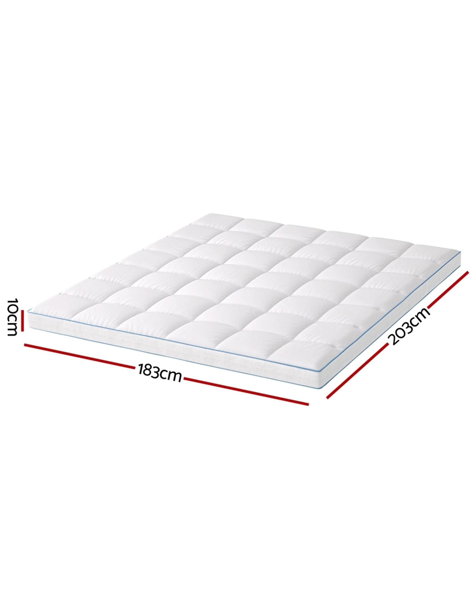 2 Giselle Bedding 1500GSM Bamboo Pillowtop Mattress Topper 10cm Thick Pad for Back Pain Relief - King Bed - White, 2 of 7