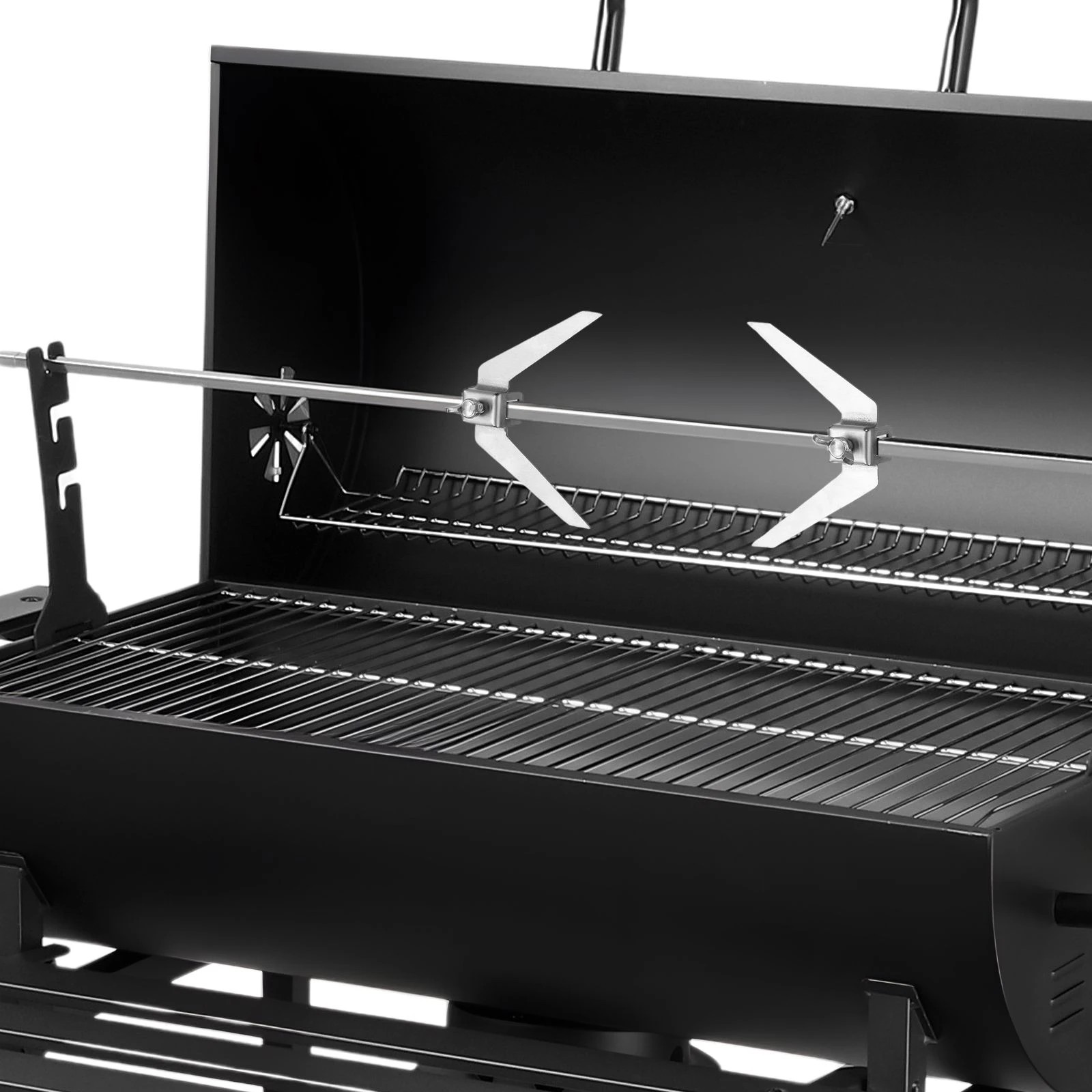 6 Ausway Charcoal BBQ Grill Trolley with Rotisserie Spit for Outdoor Camping & Backyard Barbecues, 6 of 7