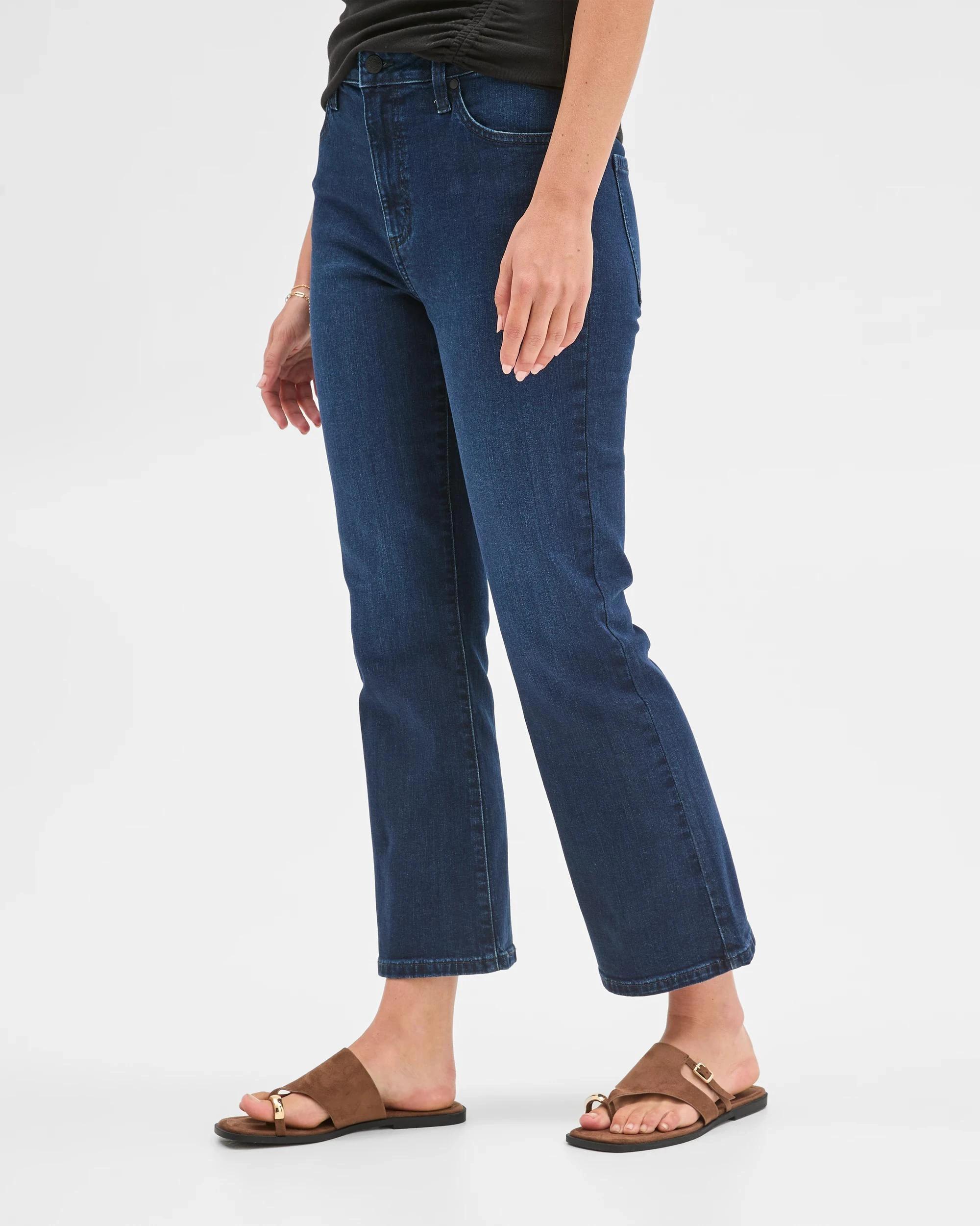 8 Target Mid Rise Crop Length Kick Flare Denim Jeans MIDNIGHT BLUE, 8 of 10