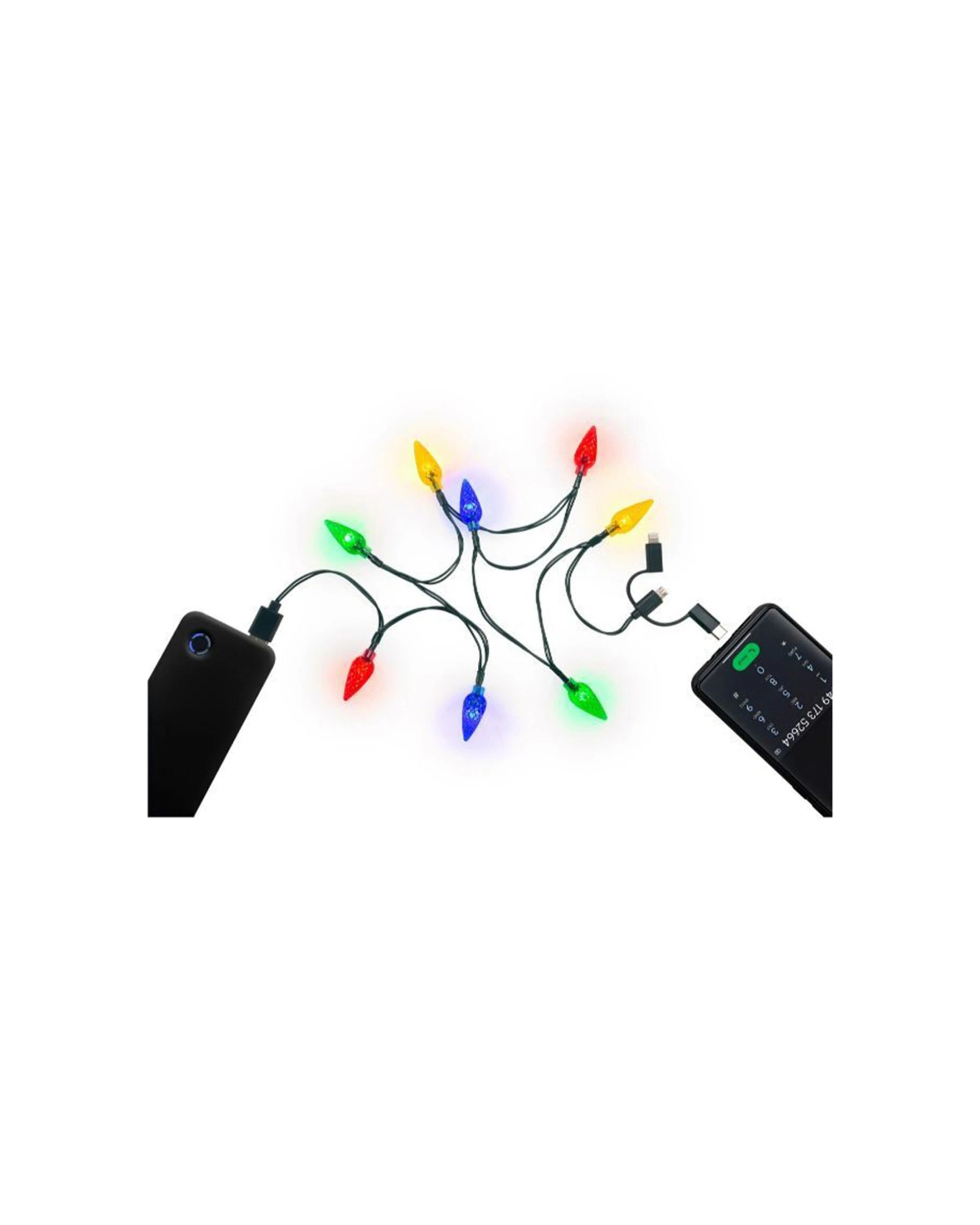 1 Goobay USB A To MicroUSB & USB C Charging Cable With LED Lights 0.9m - Multi, 1 of 3