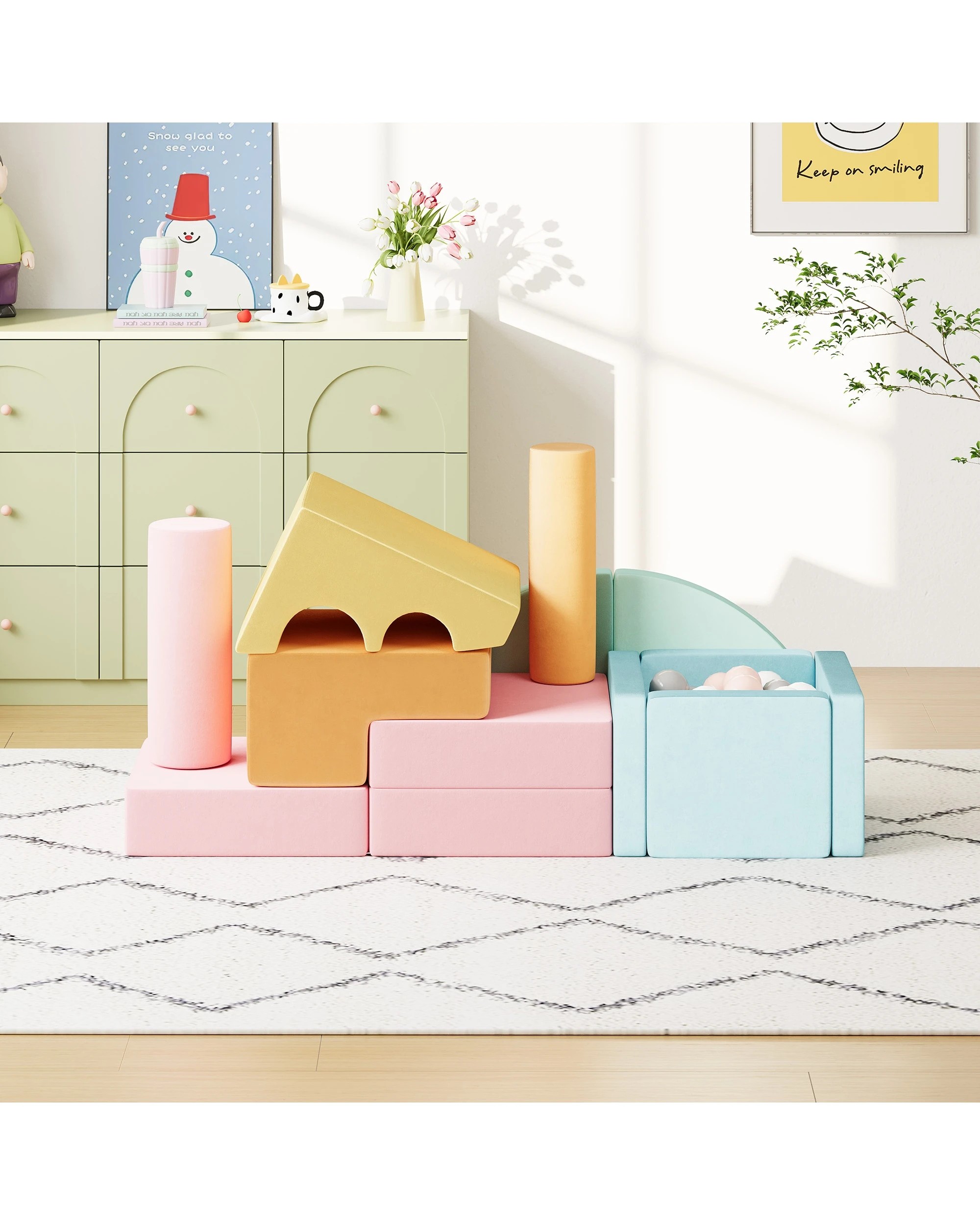 3 Advwin 12PCS Kids Climb & Crawl Foam Climbing Blocks Soft Play Set Climbing Toys, 3 of 8