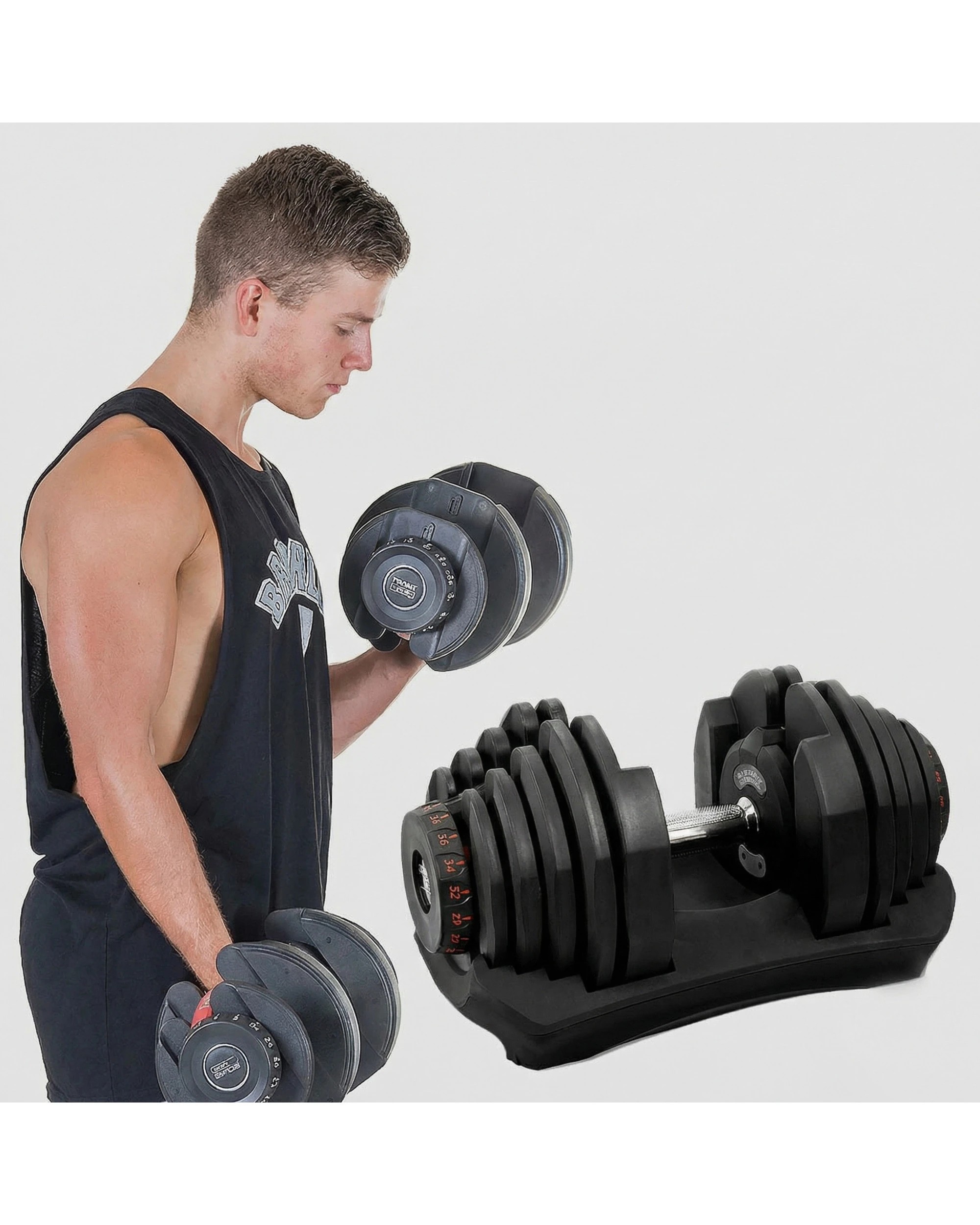 4 Powertrain 40kg Adjustable Dumbbell Home Gym Exercise Equipment With Bench - Black, 4 of 5