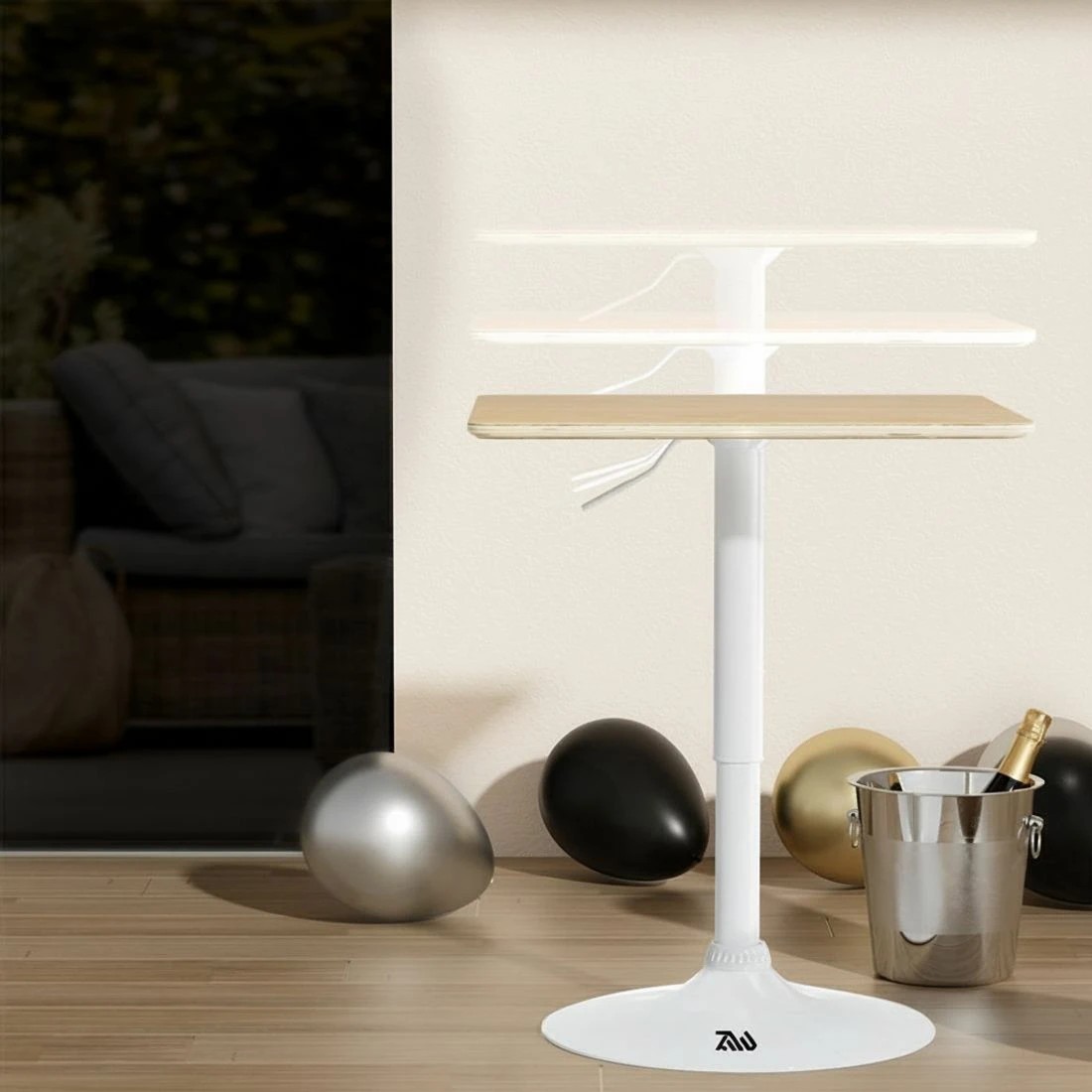 5 Artiss Bar Table Kitchen Dining Desk Swivel Gas Lift Counter 71-91CM Square - Multi, 5 of 7