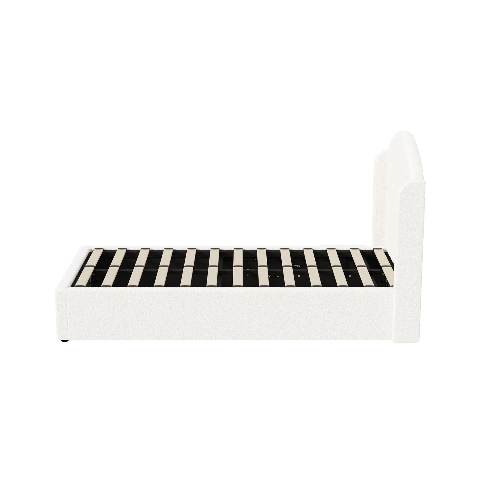 8 Oikiture Bed Frame King Single Size With Gas Lift Storage USB Charging Boucle - White, 8 of 9