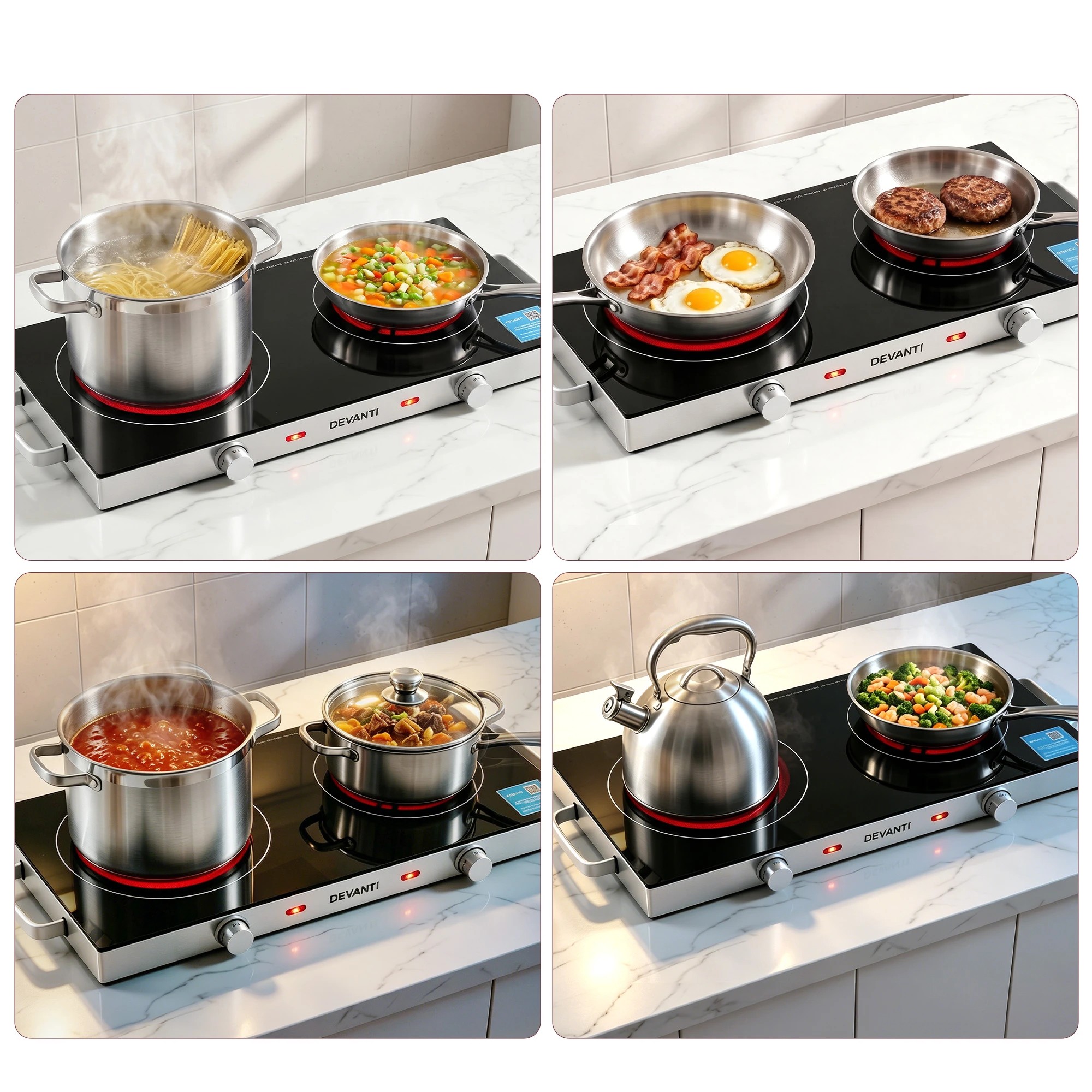 6 Devanti Portable Dual Ceramic Cooktop 2800W - Black, 6 of 9