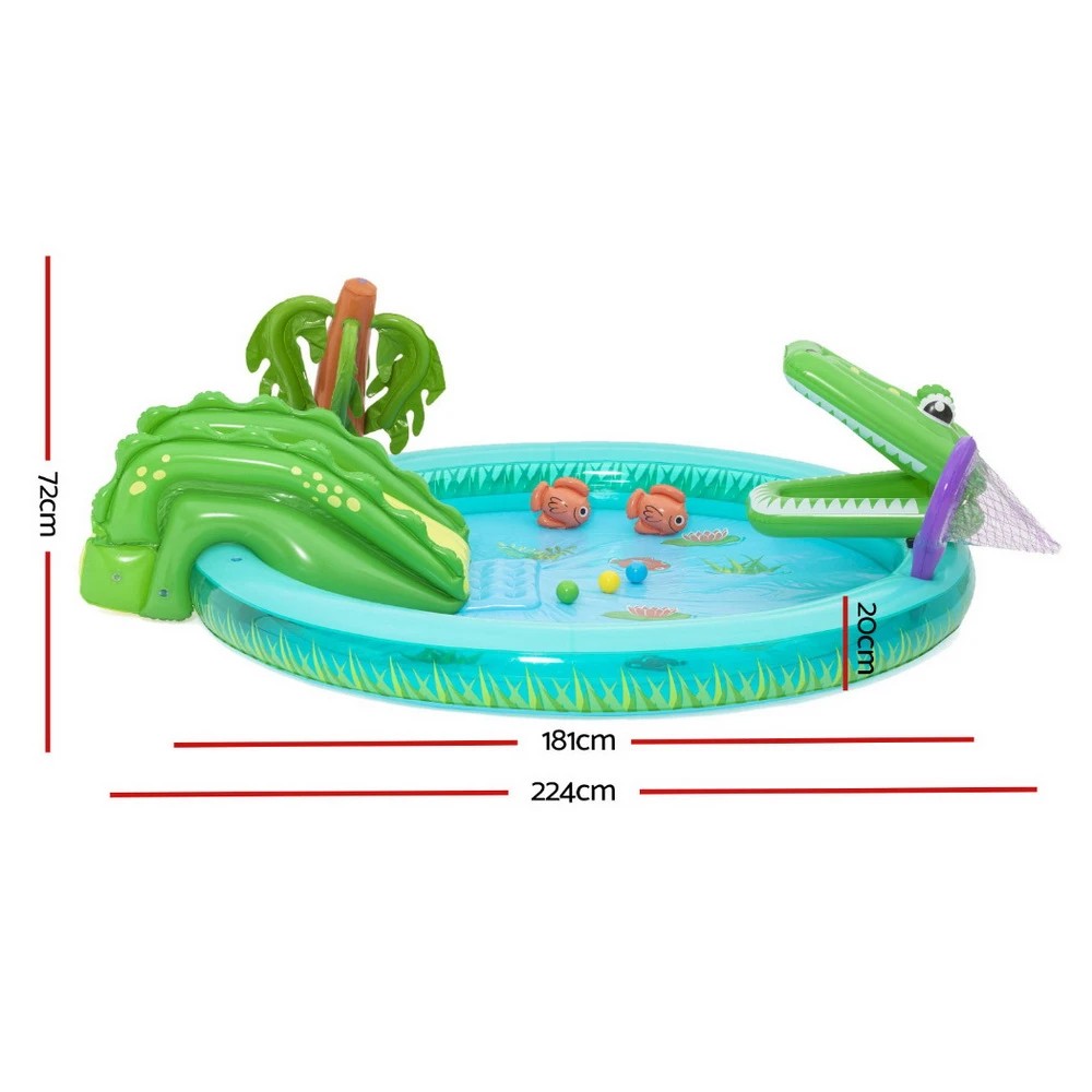 2 Bestway Kids Inflatable Splash Play Pool with Slide Ball Crocodile Fishing Net - Multi, 2 of 5