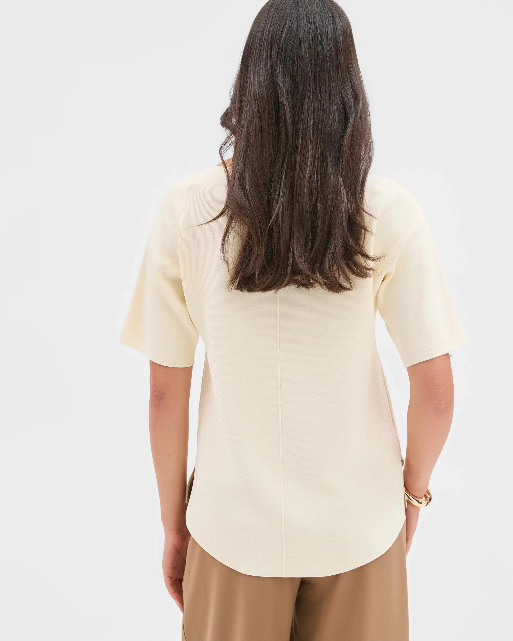 6 Preview Short Sleeve Crepe Knit T-Shirt VANILLA ICE, 6 of 6