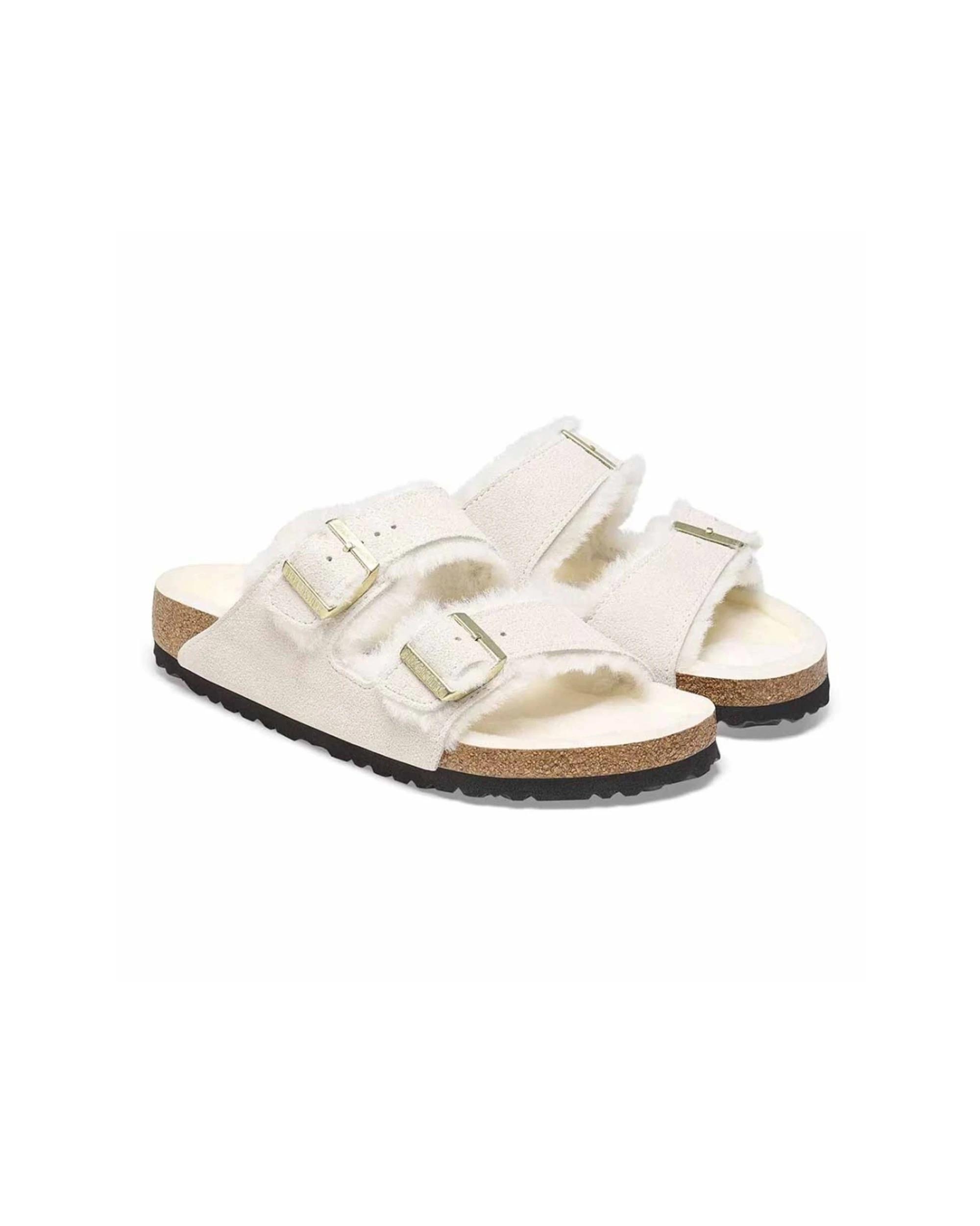 2 Birkenstock Arizona Shearling Suede Sandals Regular ANTIQUE WHITE, 2 of 6