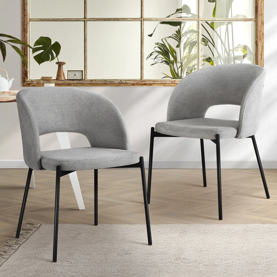 2 Oikiture 2x Armchair Dining Chair Accent Chairs Tub Armchairs Fabric
 - Grey, 2 of 10