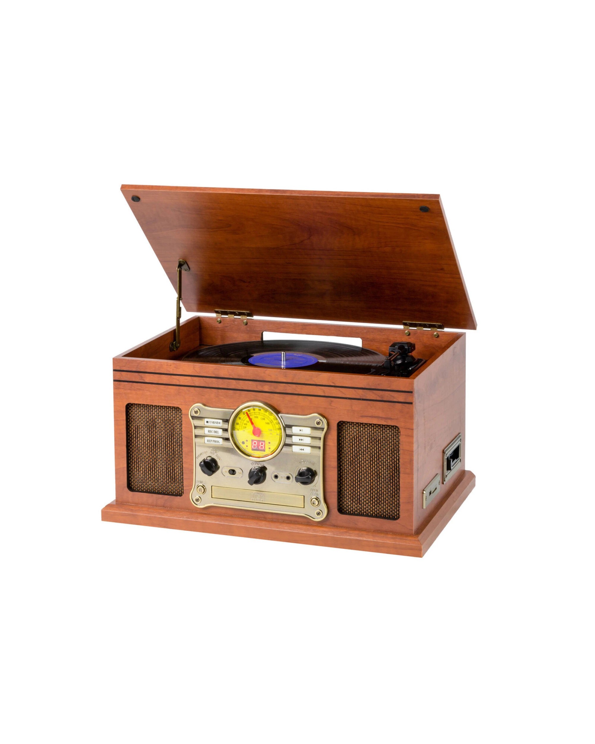 1 Lenoxx Retro Music Centre with Vinyl, CD Player & Wireless Streaming, 1 of 7