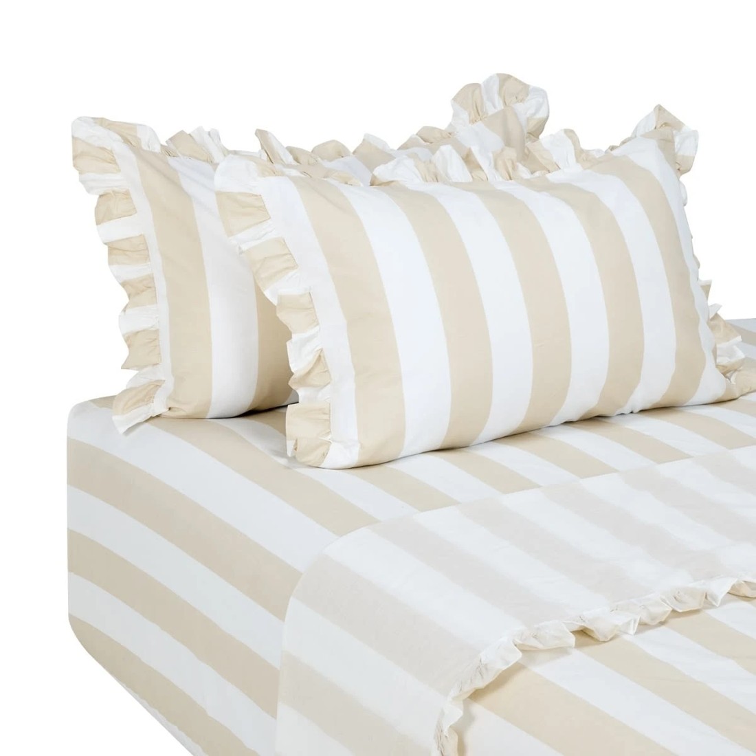5 250 Thread Count Ruffle Cotton Sheet Set - Double Bed, Sand, 5 of 7