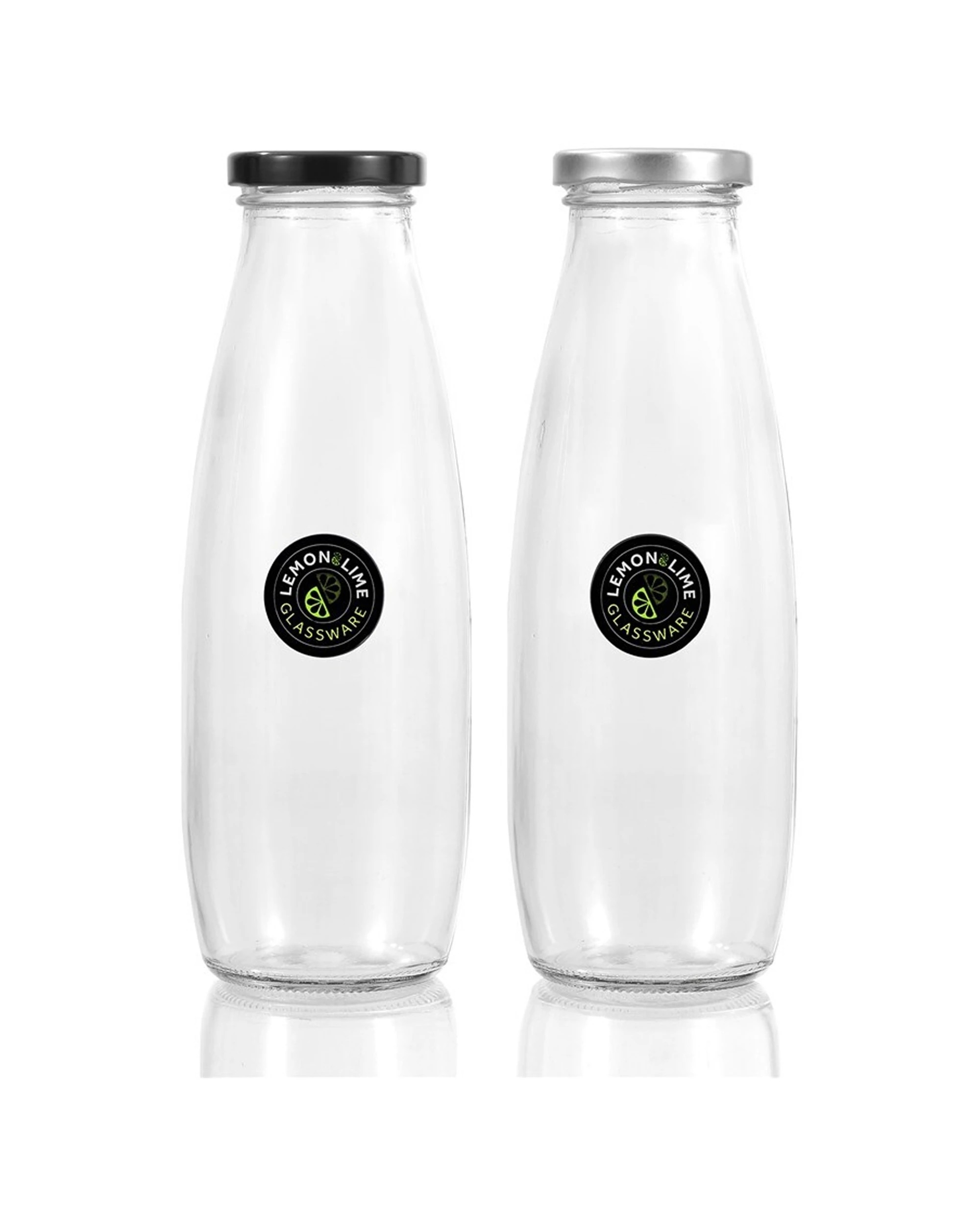 1 Lemon & Lime 450ml Glass Milk Bottle Container Storage W/ Screw Top Lid - Assorted, 1 of 5