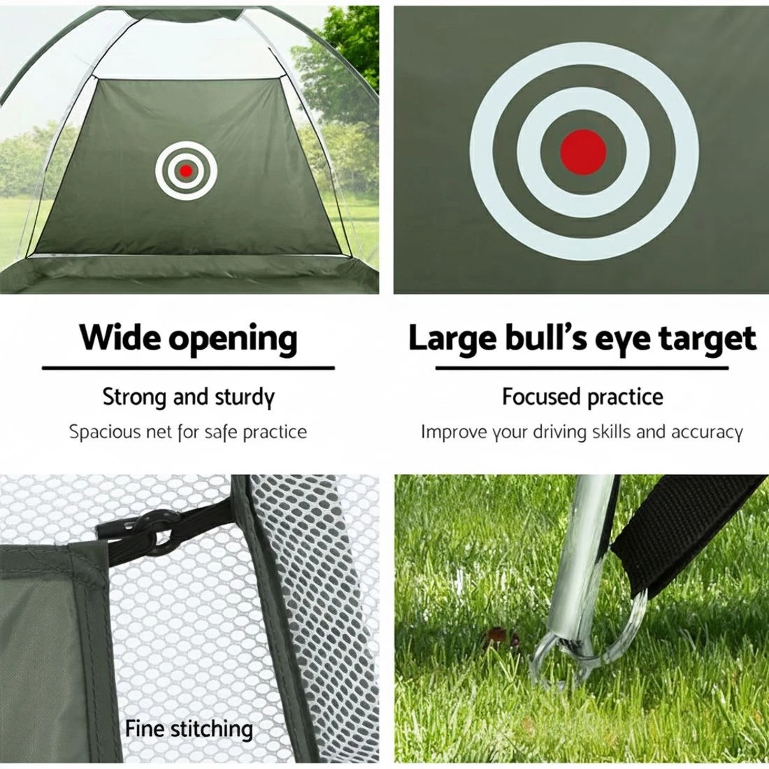 6 Everfit 3M Golf Practice Net Portable Training Aid Driving Target Tent Green - Black, 6 of 6