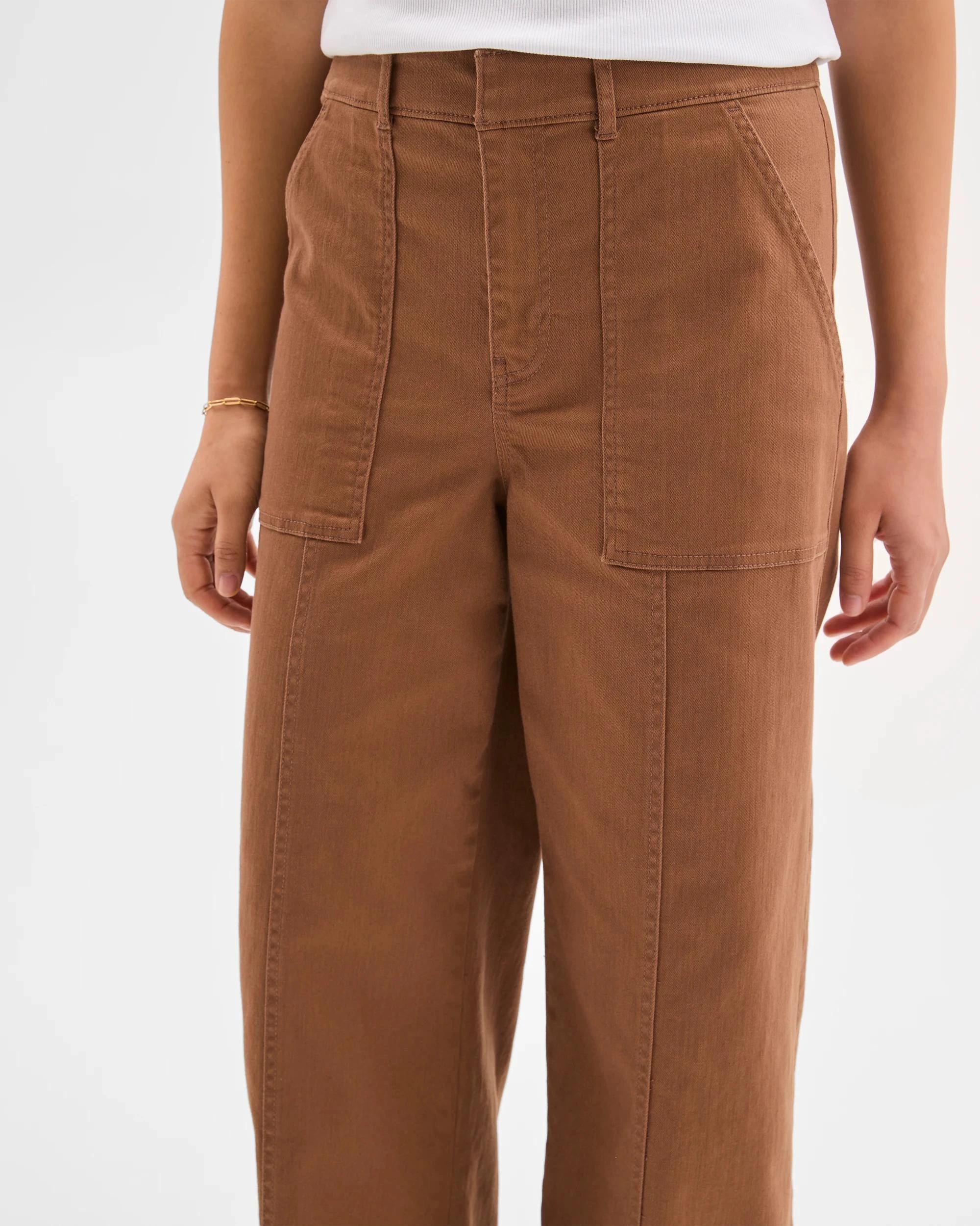 4 Target Woman Australian Cotton Blend Stretch Twill Wide Leg Pants PARTRIDGE, 4 of 5