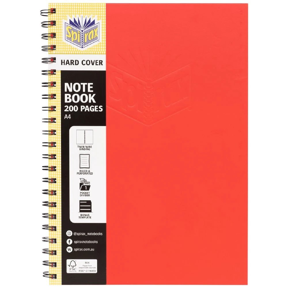 1 Spirax A4 Hard Cover Notebook Red, 1 of 5
