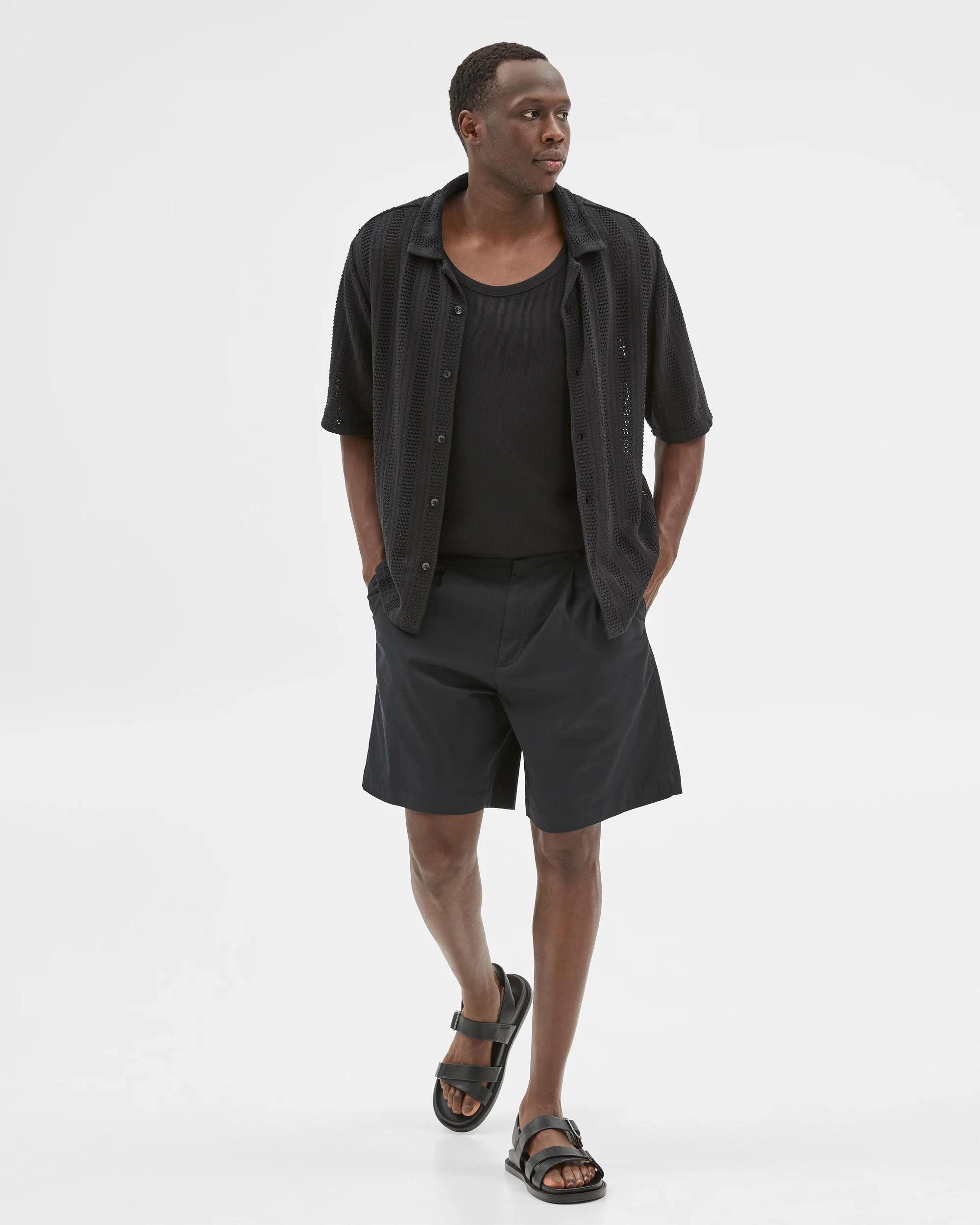 7 Australian Cotton Blend Knit Resort Shirt - Commons BLACK, 7 of 8