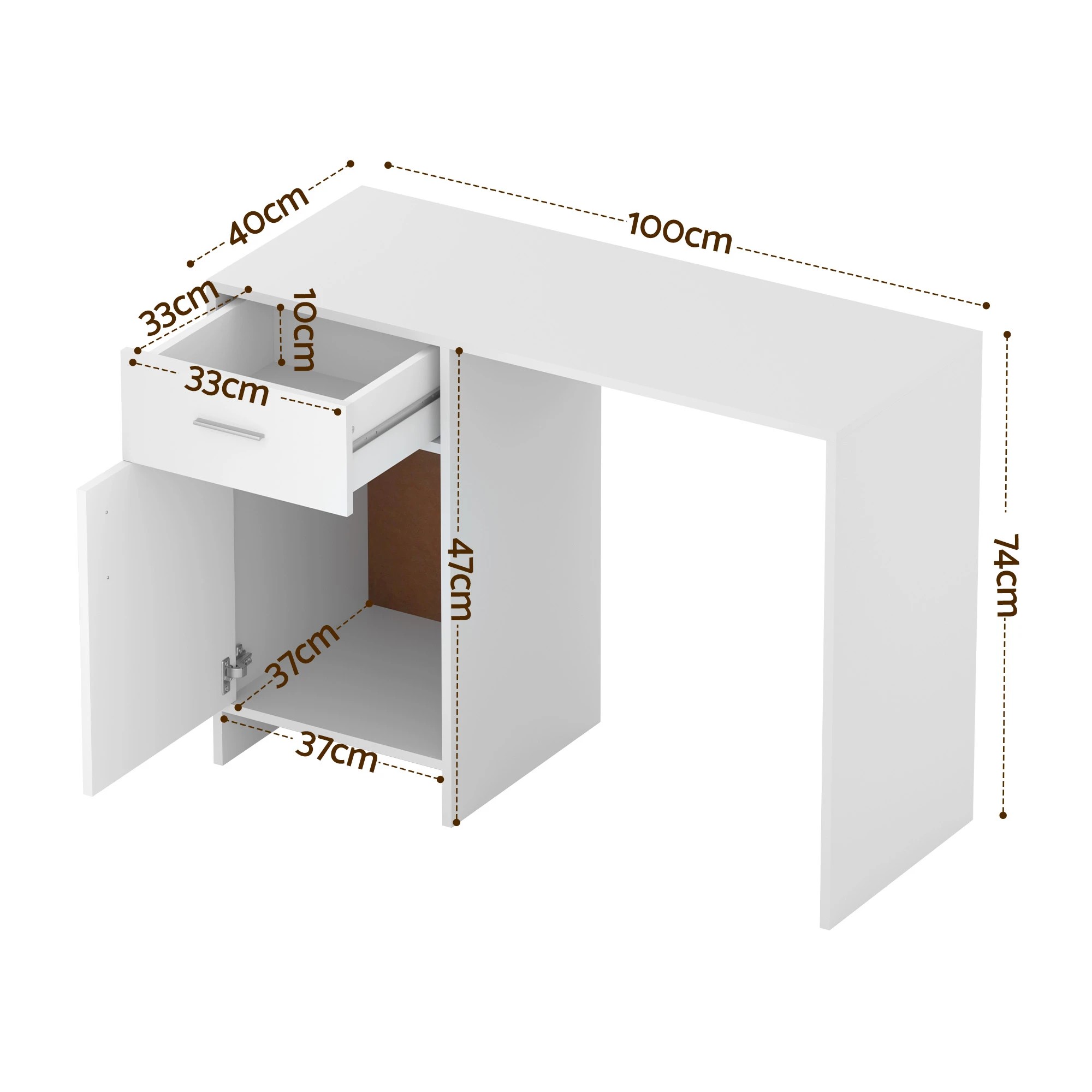 3 Artiss Computer Desk Drawer Cabinet - White, 3 of 10