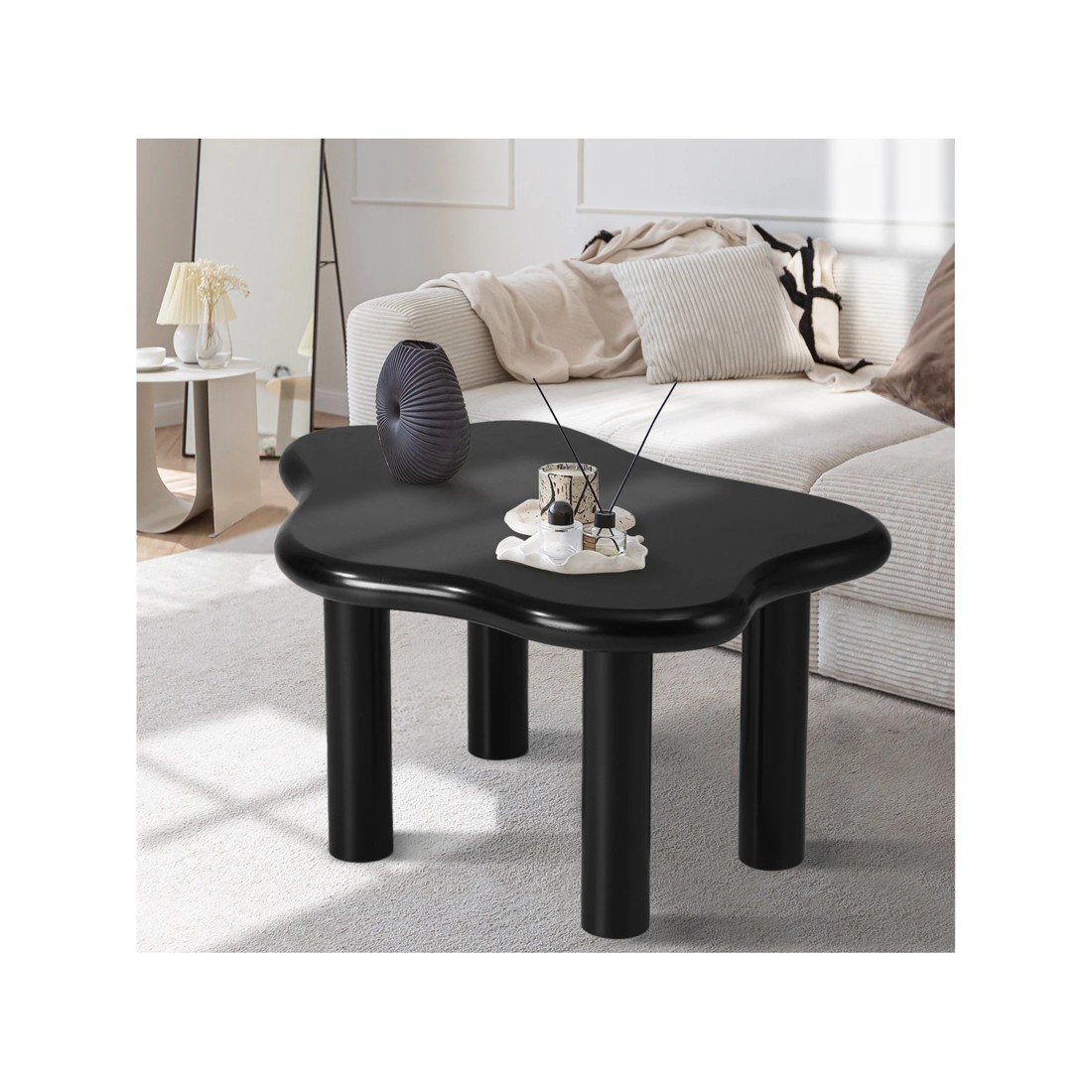 3 Oikiture Coffee Table Side Tables Sofa Cafe Desk Cloud Irregular
 - Black, 3 of 10