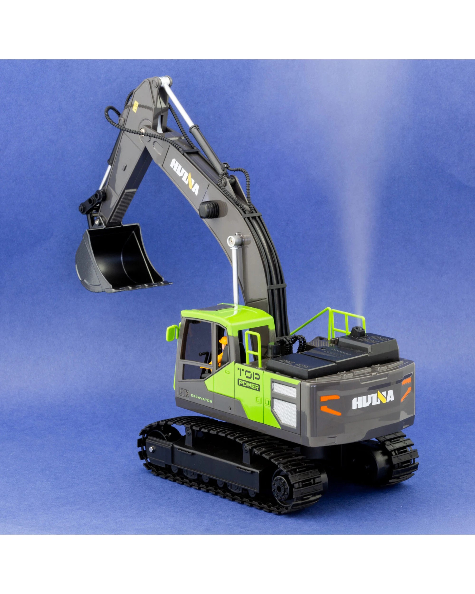 4 Gem Toys 1:18 Scale 13-Channel Alloy Remote Control Excavator Construction Vehicle with Lights, Sound and Steam, 4 of 8