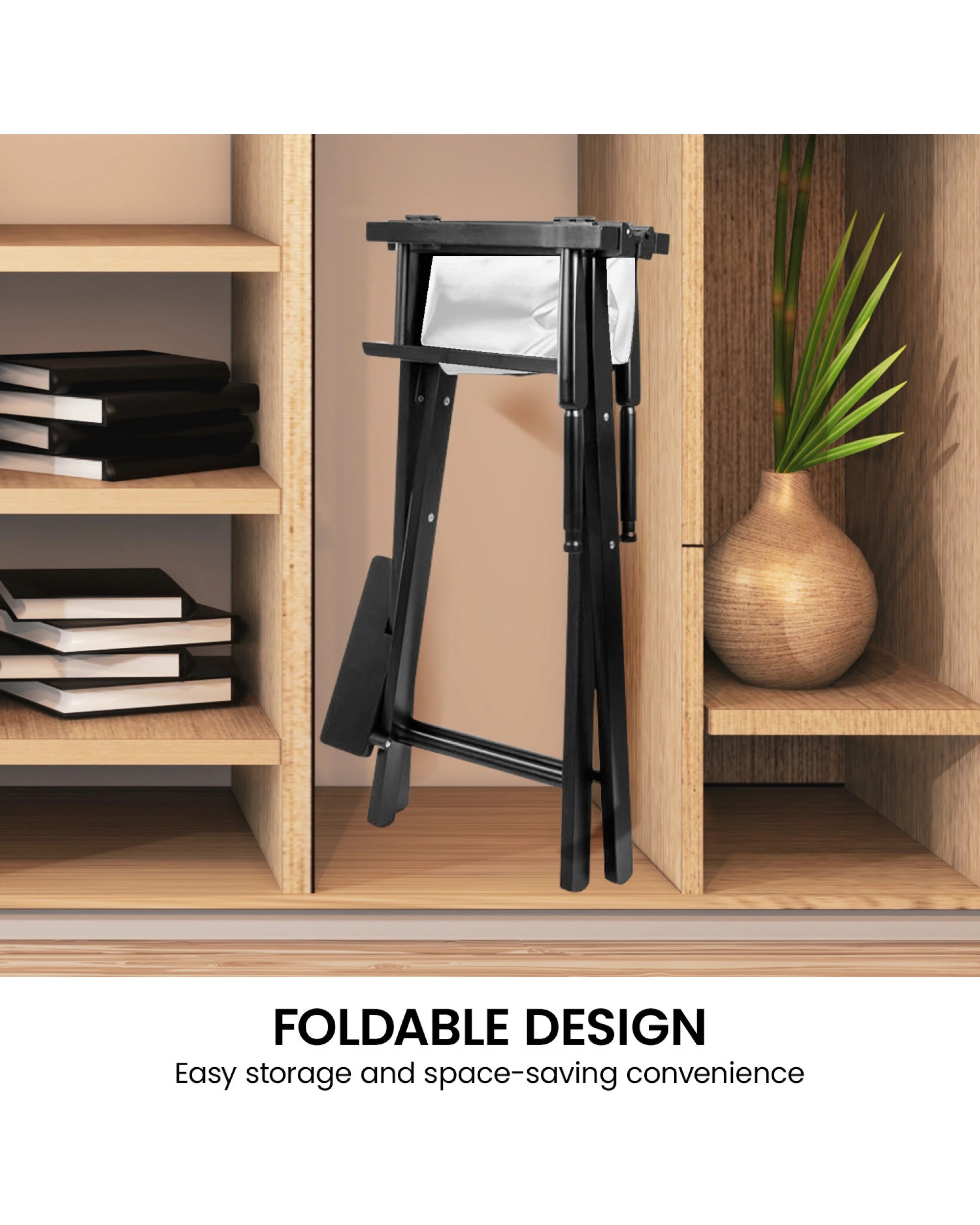 6 Sarantino White Tall Directors Chair Beech Wood Frame With Canvas Seat, 6 of 9