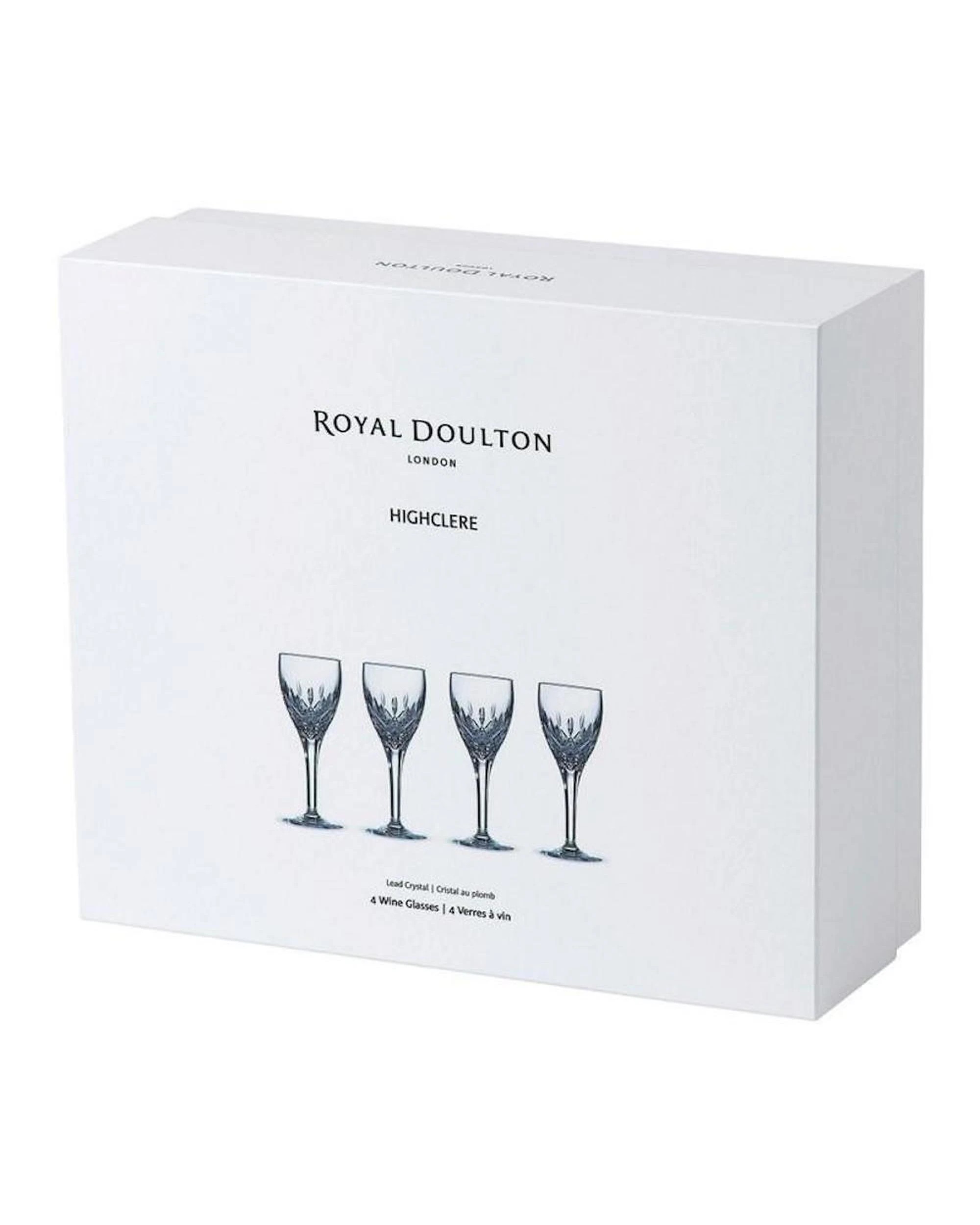 4 Royal Doulton Highclere Premium Crystal Wine Glass 220ml Set of 4 Glasses - Clear, 4 of 4