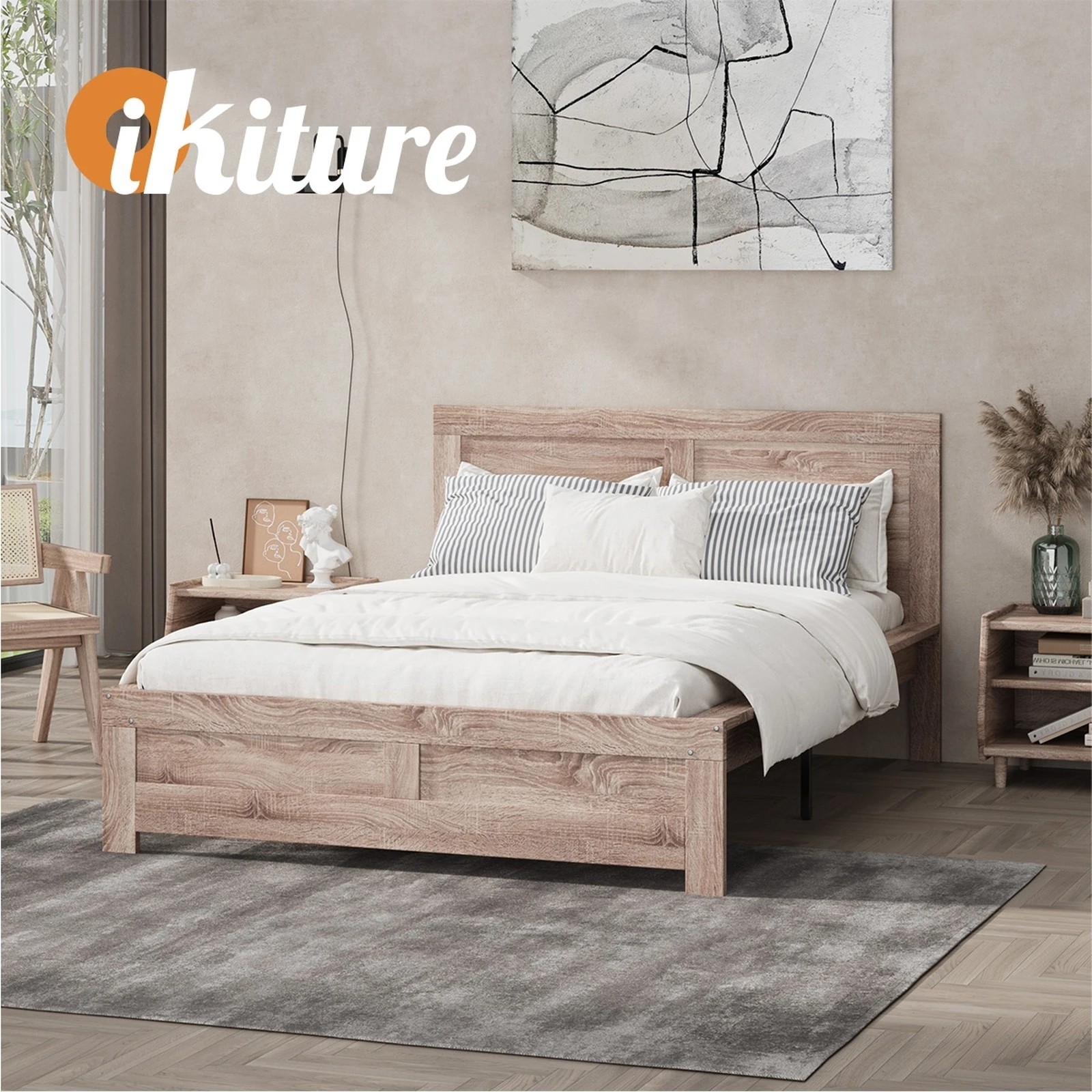 5 Oikiture Queen Bed Timber Bed Frame
 - Natural, 5 of 10