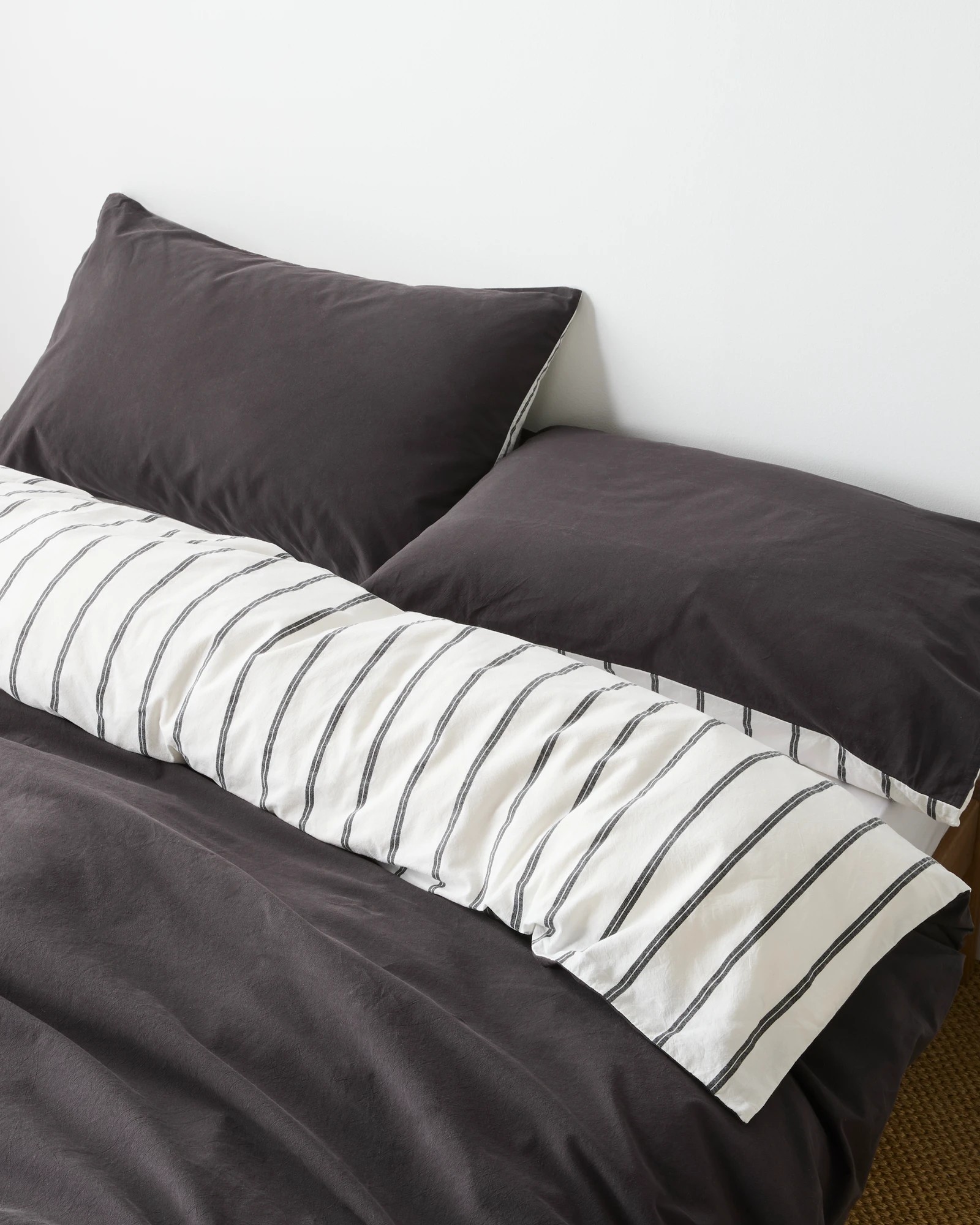 3 Arlo Stonewash Stripe Quilt Cover Set - Super King Bed - Black, 3 of 6
