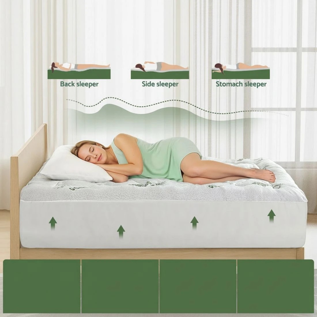 4 Giselle Mattress Topper 5cm Pillowtop toppers Bamboo Single - Multi, 4 of 9