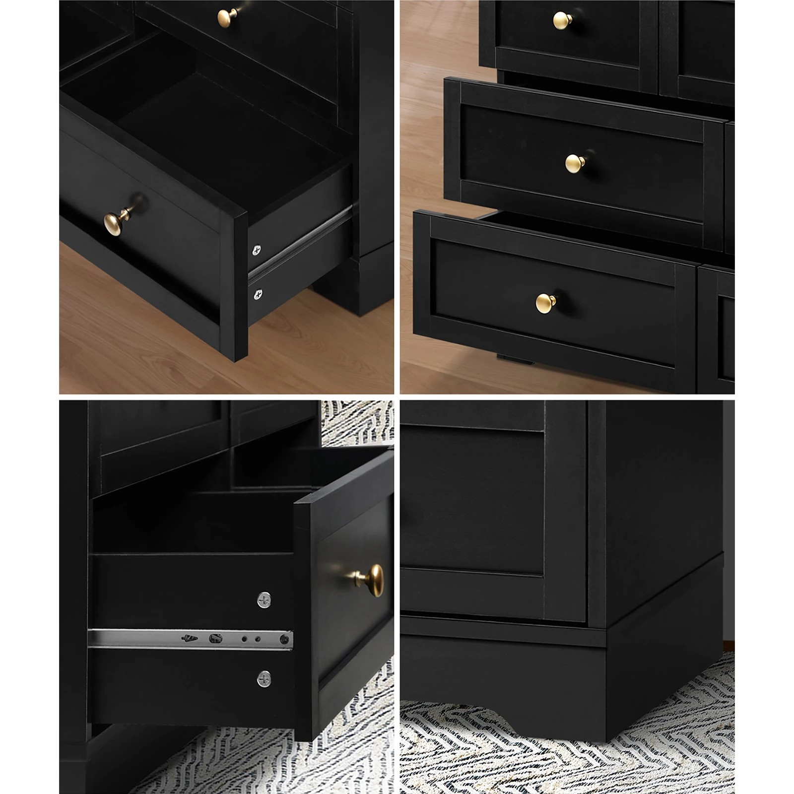 4 Oikiture 7 Chest of Drawers Lowboy Dresser Table Storage Cabinet - Black, 4 of 9