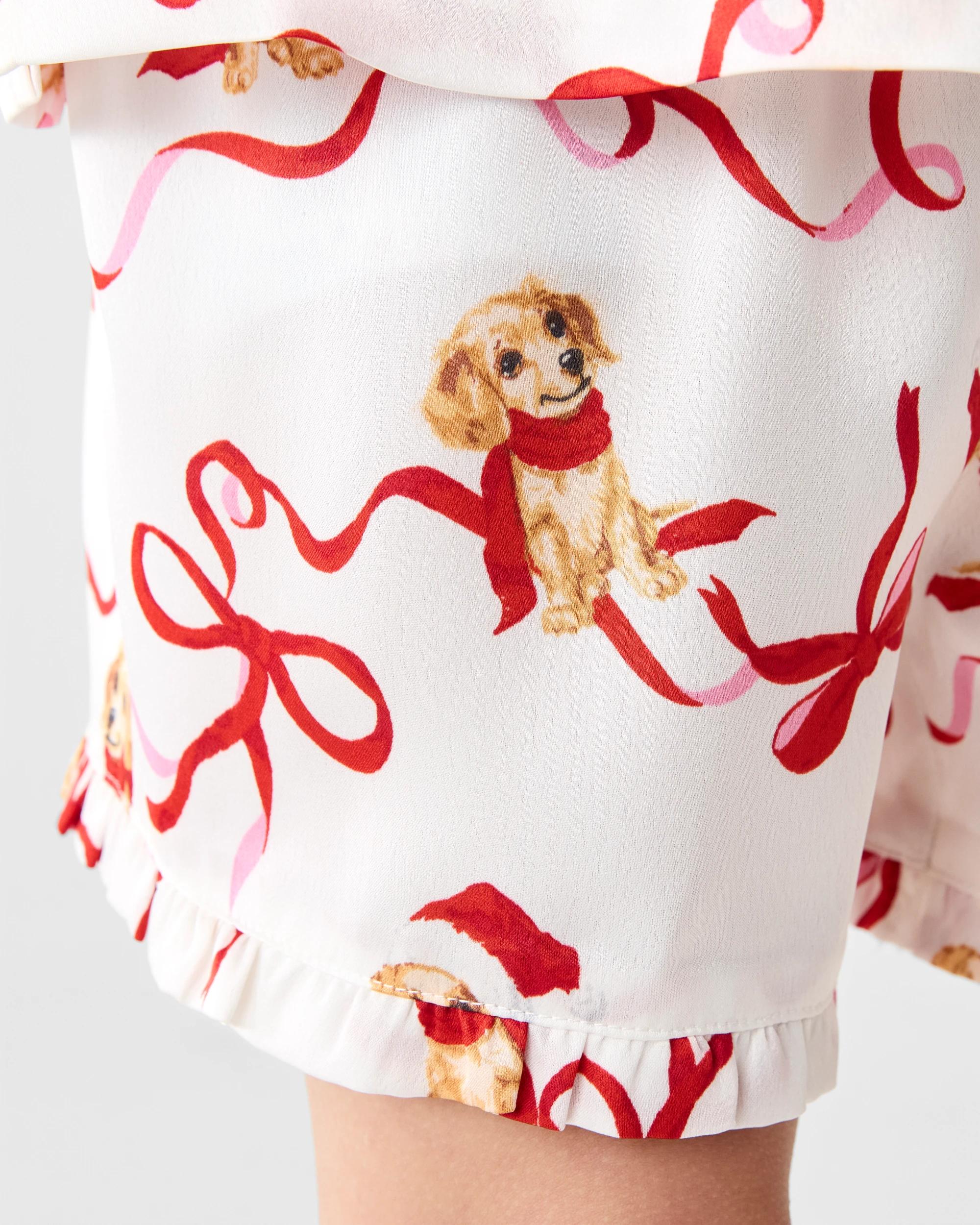 7 Family Matching Christmas Dog Ribbon Mini Me Girls Pyjama Set Xmas Dog, 7 of 10