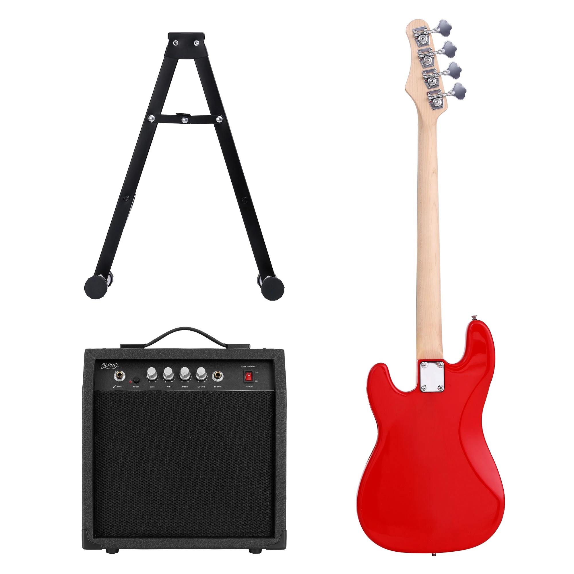 3 Alpha Electric Guitar Bass 47 Inch Set Kit 40W Bass Guitar Amplifier Guitar Stand Folding - Multi, 3 of 9