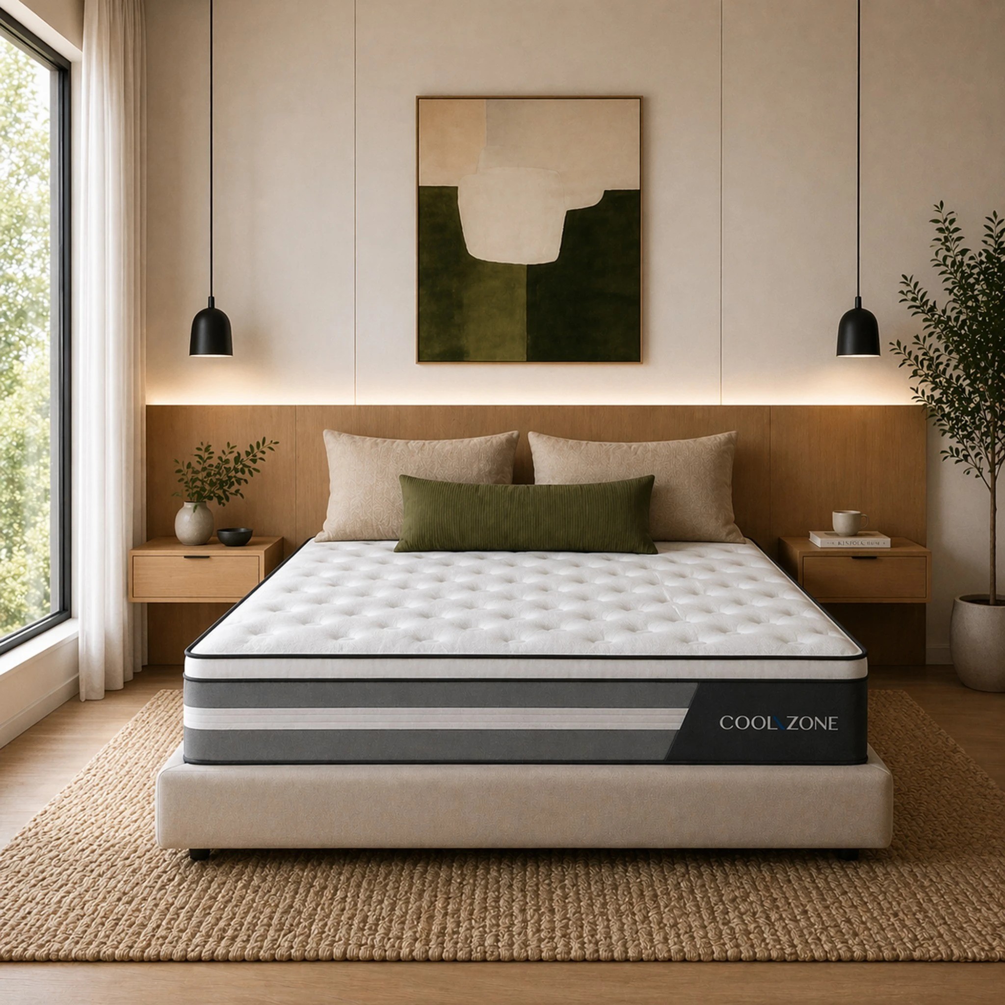 1 Royal Comfort Cool Zone Euro Top Pocket Spring Mattress Medium-Firm 30cm Tencel - Single Bed - White, 1 of 3