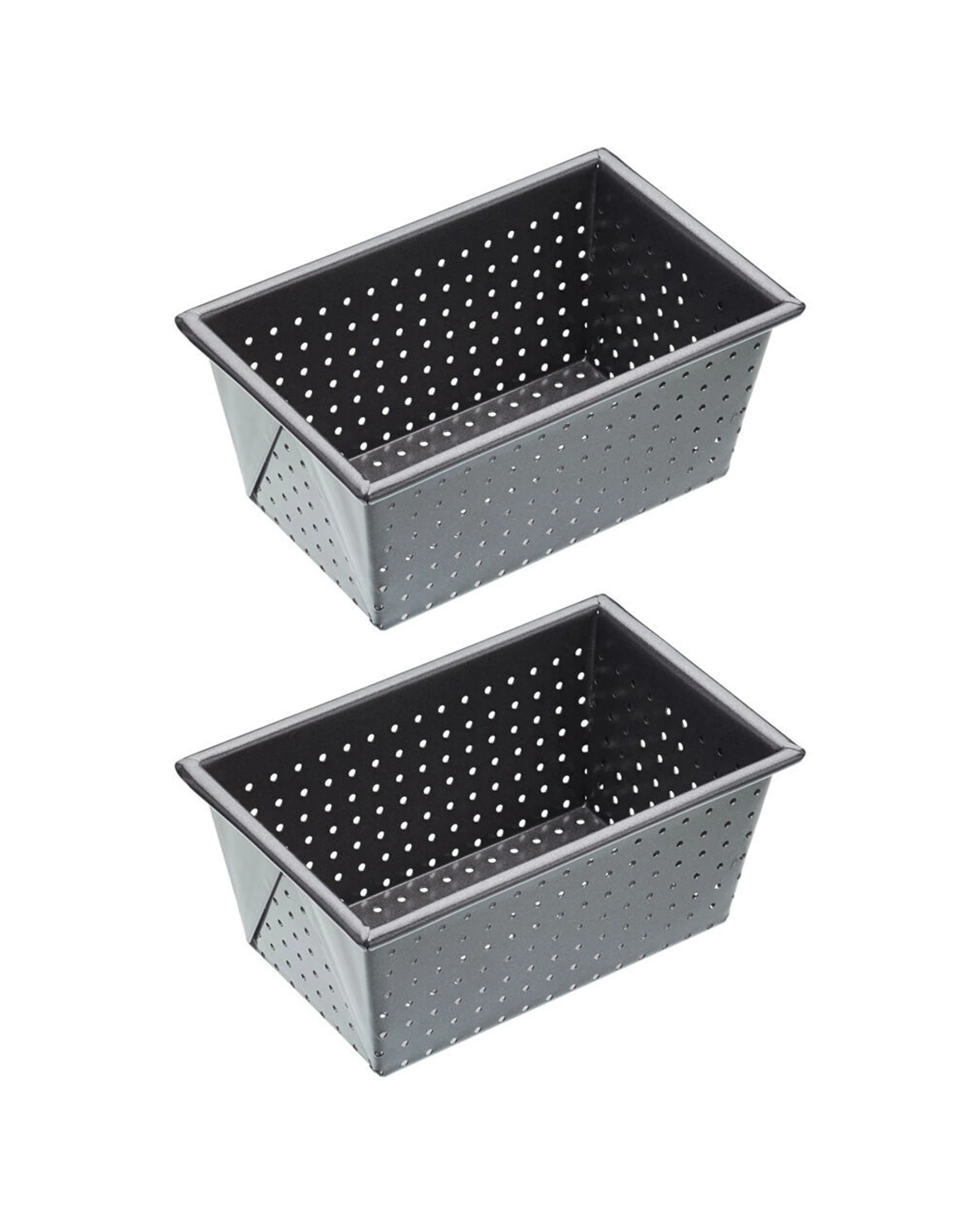 1 Mastercraft 2x 16x10cm Crusty Bake Non-Stick Box Sided Loaf Bread Pan - Black, 1 of 8