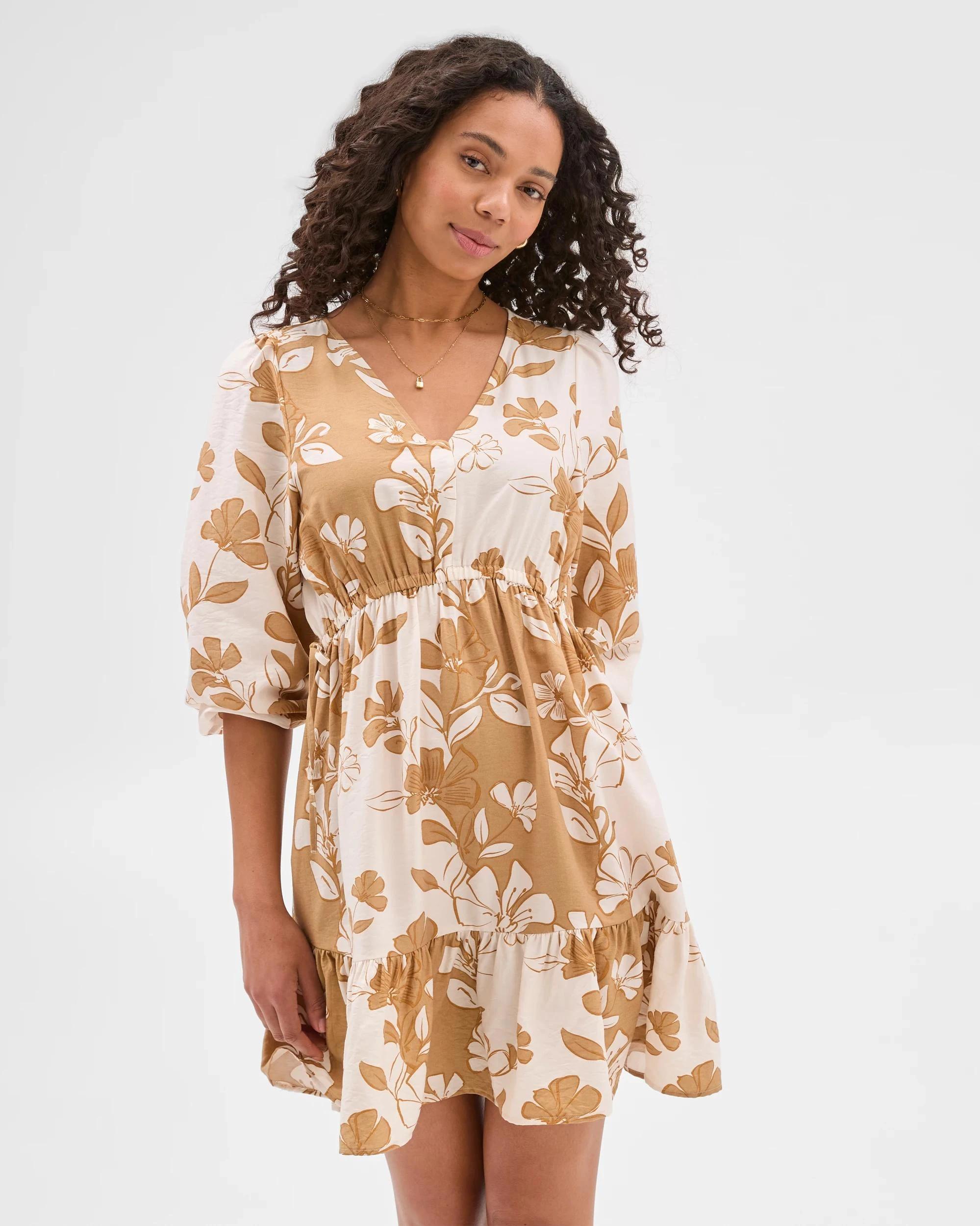 1 Target Woman Long Sleeve Mini Dress FLORAL PRINT, 1 of 5