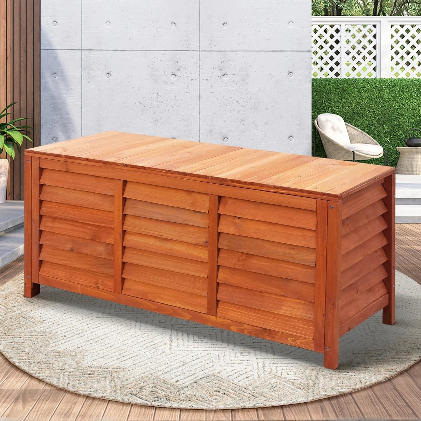 3 Livsip Outdoor Storage Box Garden Bench Wooden Chest Toy Tool Chair Furniture - Brown, 3 of 6