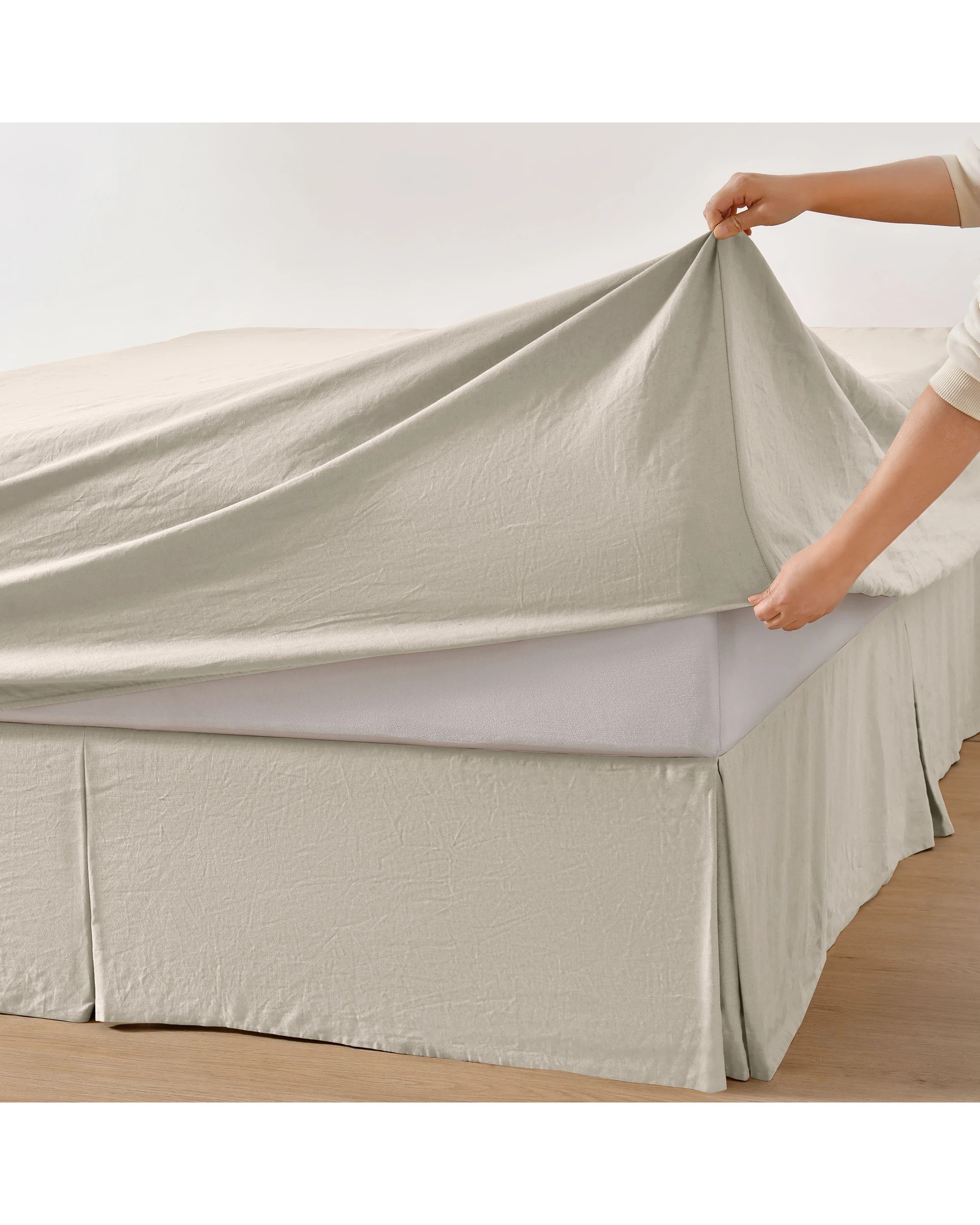 4 Dreamaker Linen Cotton Sheet Set - King Single Bed - Oatmeal, 4 of 9