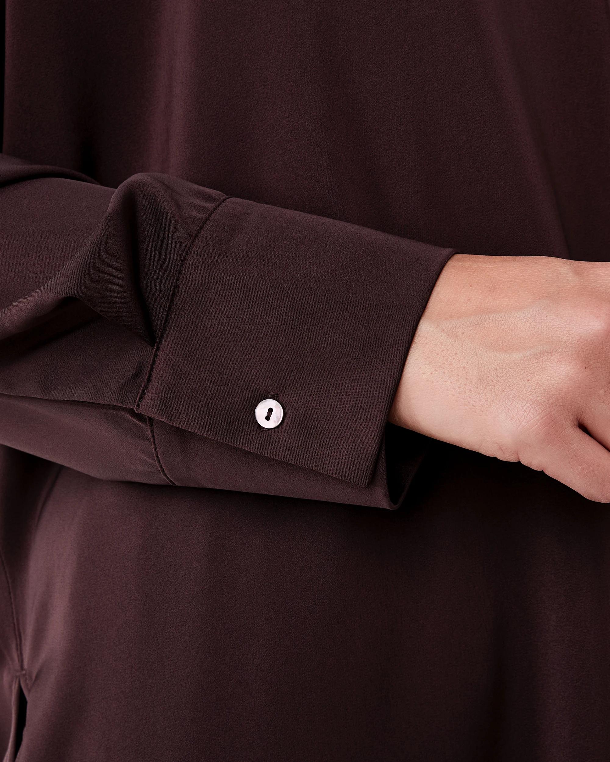 8 Long Sleeve Oversized Satin Shirt Choc Plum, 8 of 10