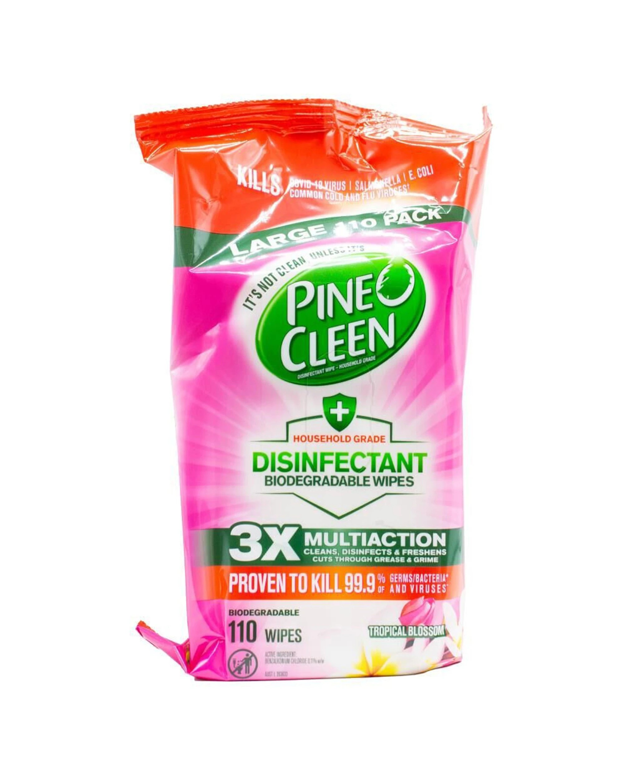 2 Pine O Clean 8x 110pc Biodegradable Disinfectant Wipes Tropical Bloss - Multi, 2 of 3