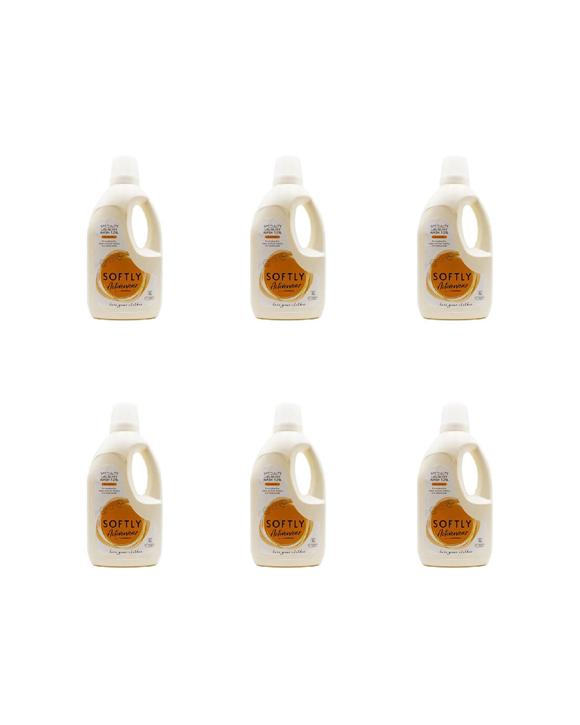 Softly 6PK 1.25L Laundry Wash Activewear Front And Top Loader Fabric Care - Beige
