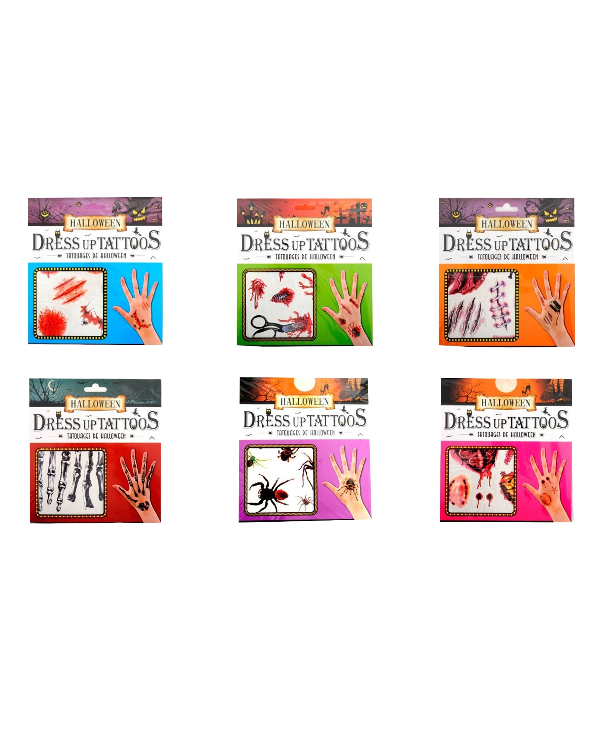 1 JD Party Halloween Dress Up Tattoos Mixed Designs - One Size - Multi, 1 of 2
