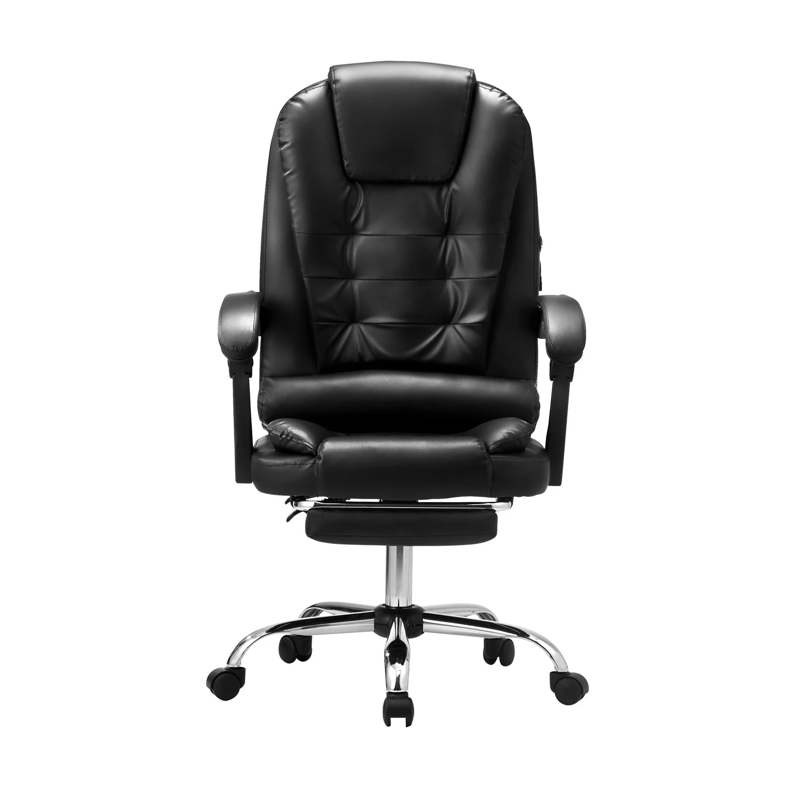 3 Oikiture Massage Office Chair Executive Gaming Racing Chairs PU with Footrest - Black, 3 of 6