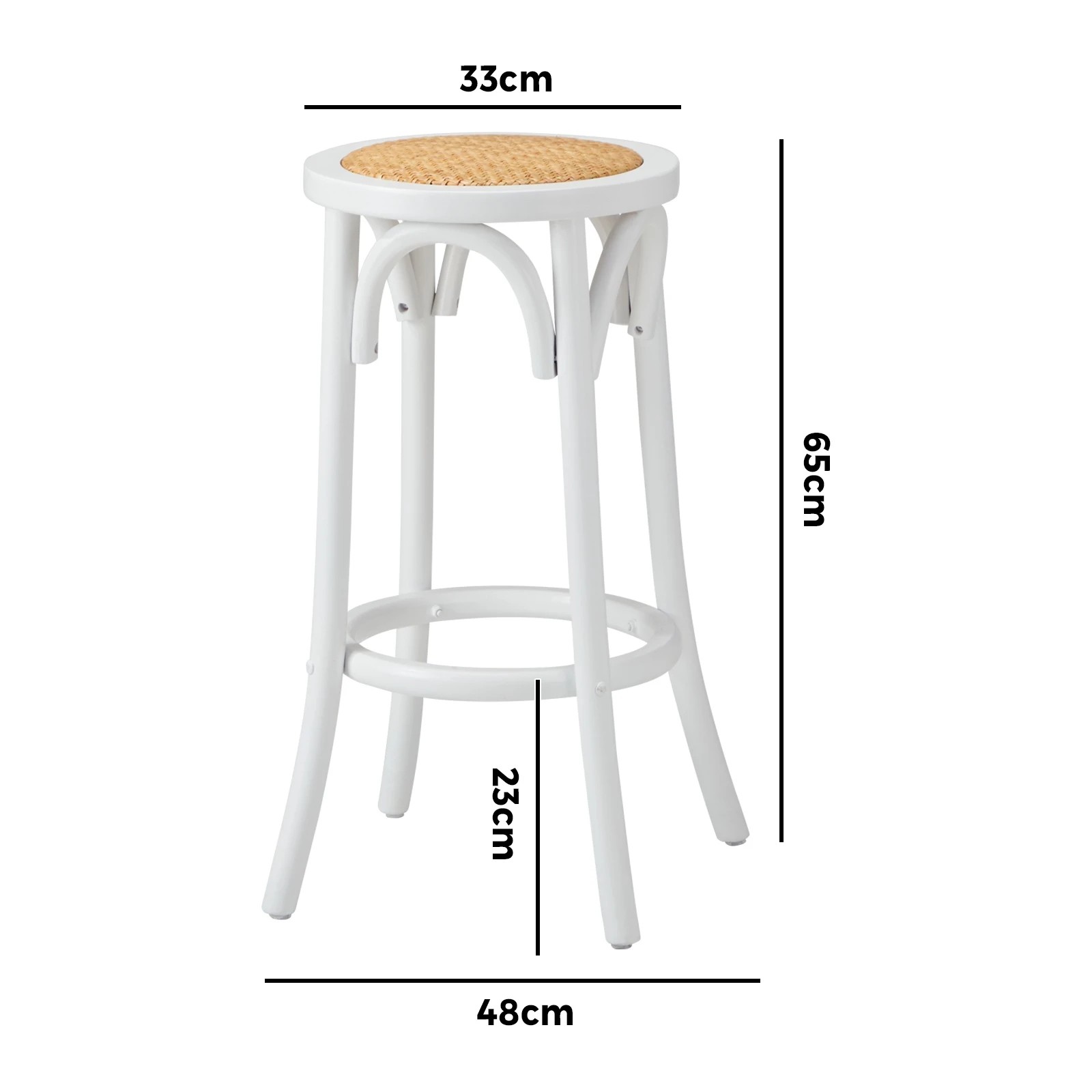 10 Oikiture Set Of 4 Bar Stools Kitchen Vintage Dining Chair Rattan Seat
 - White, 10 of 10