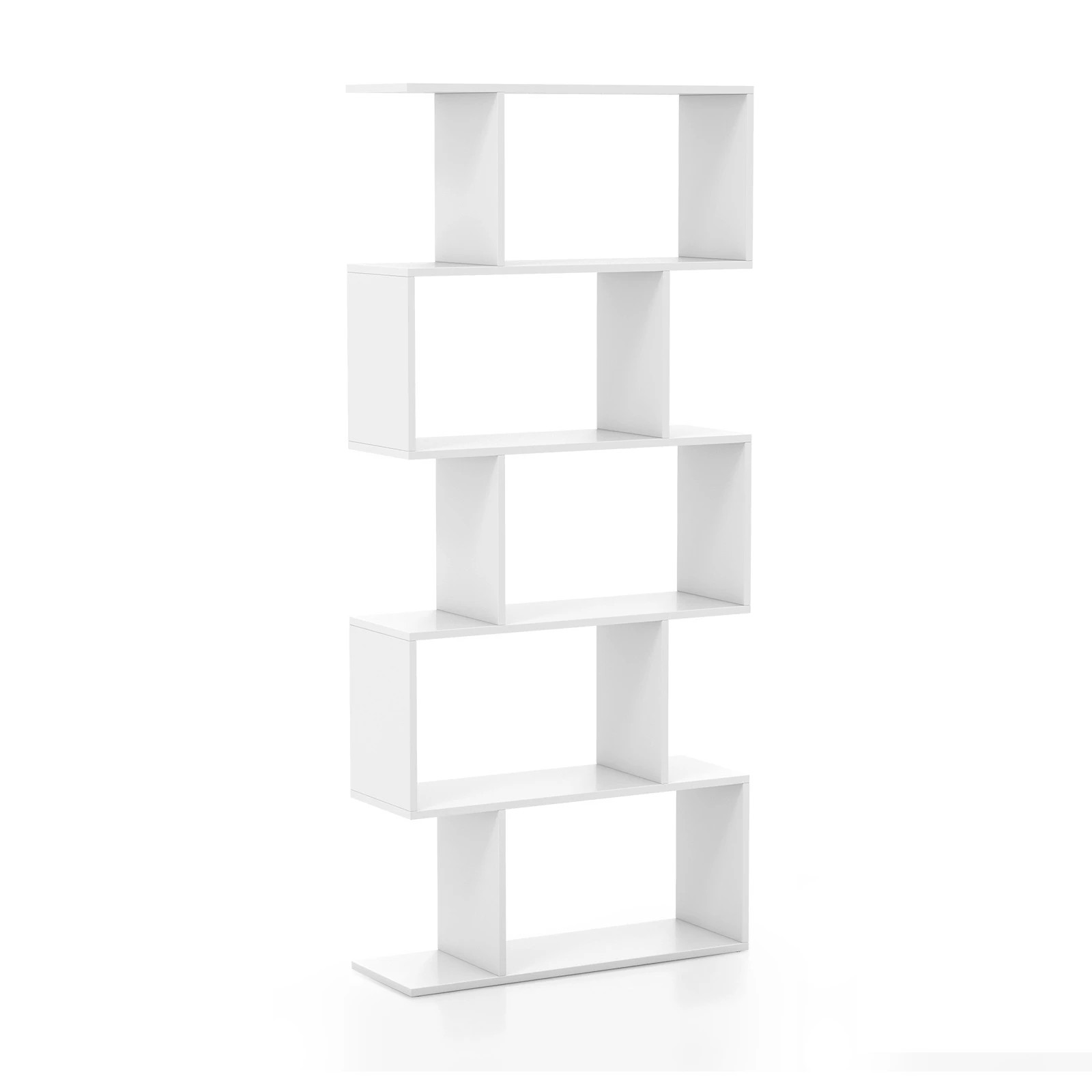 1 Costway 5-Tier Display Bookshelf Bookcase Storage Cabinet - White, 1 of 4