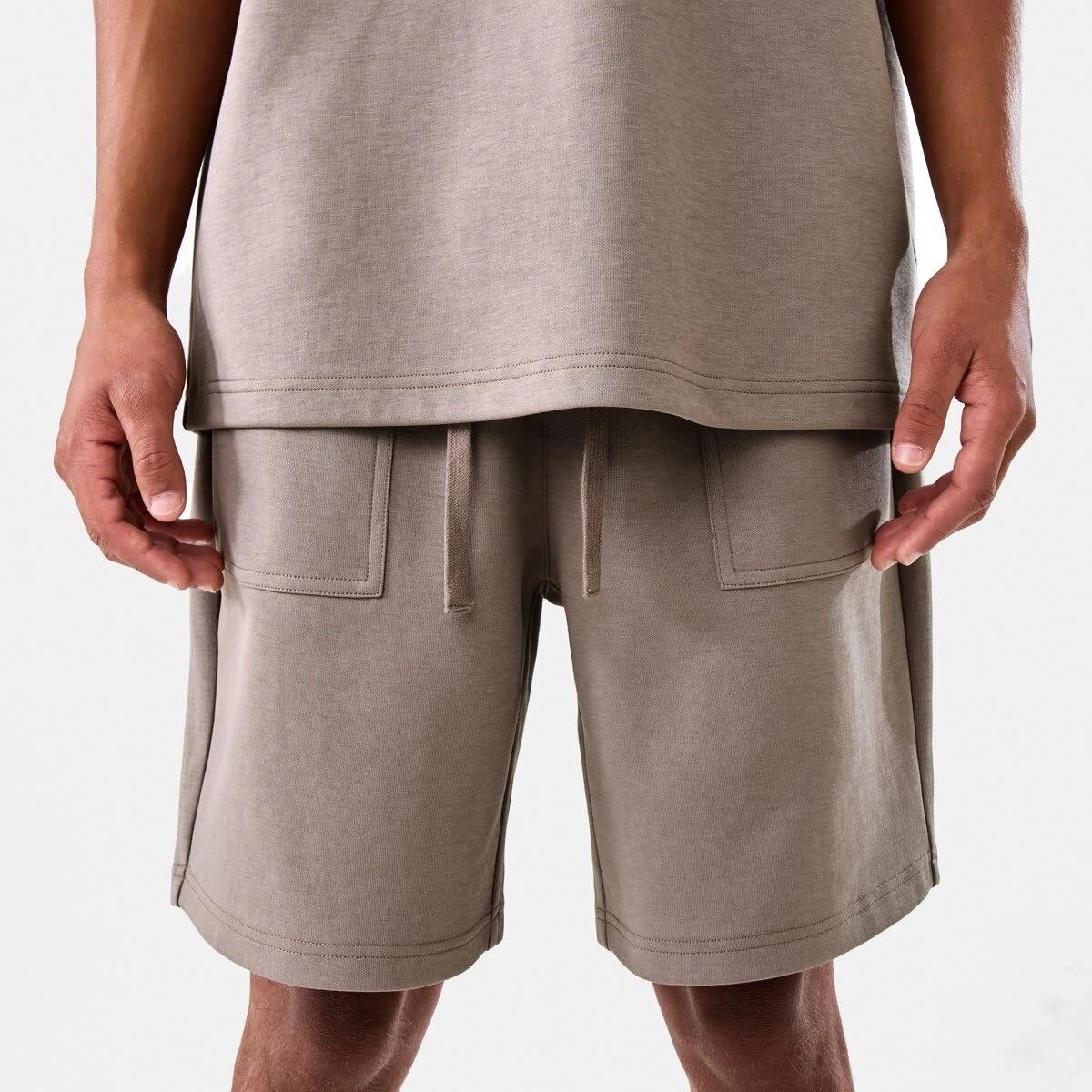 1 Elastic Waist Interlock Knit Shorts DRIFT BROWN, 1 of 7