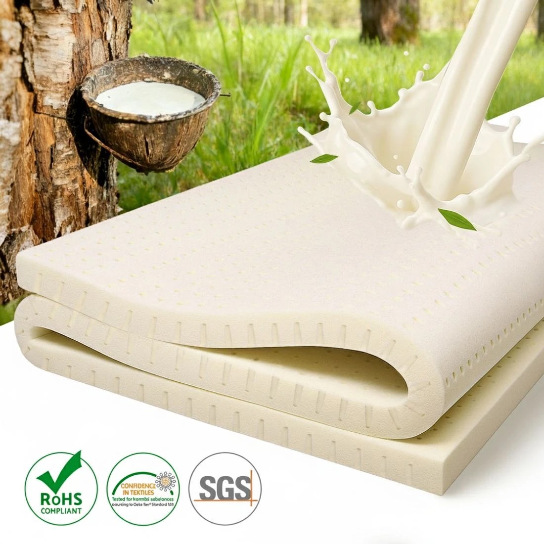 4 Giselle Bedding Latex Mattress Topper 5cm Single - Single Bed - Beige, 4 of 8