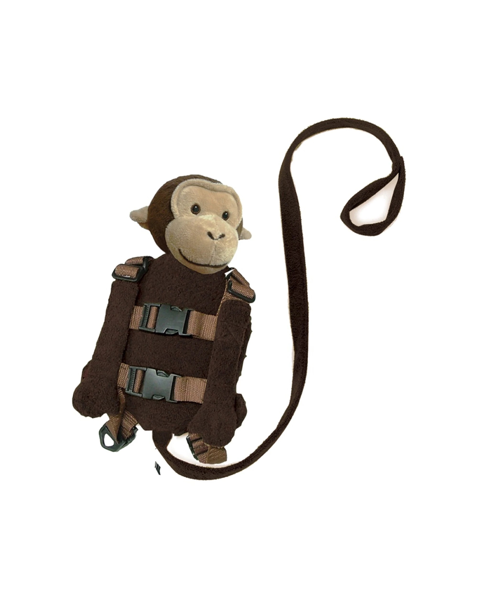 1 Playette 2 in 1 Harness Buddy Monkey Toddler Safety Control Leash - Brown, 1 of 7