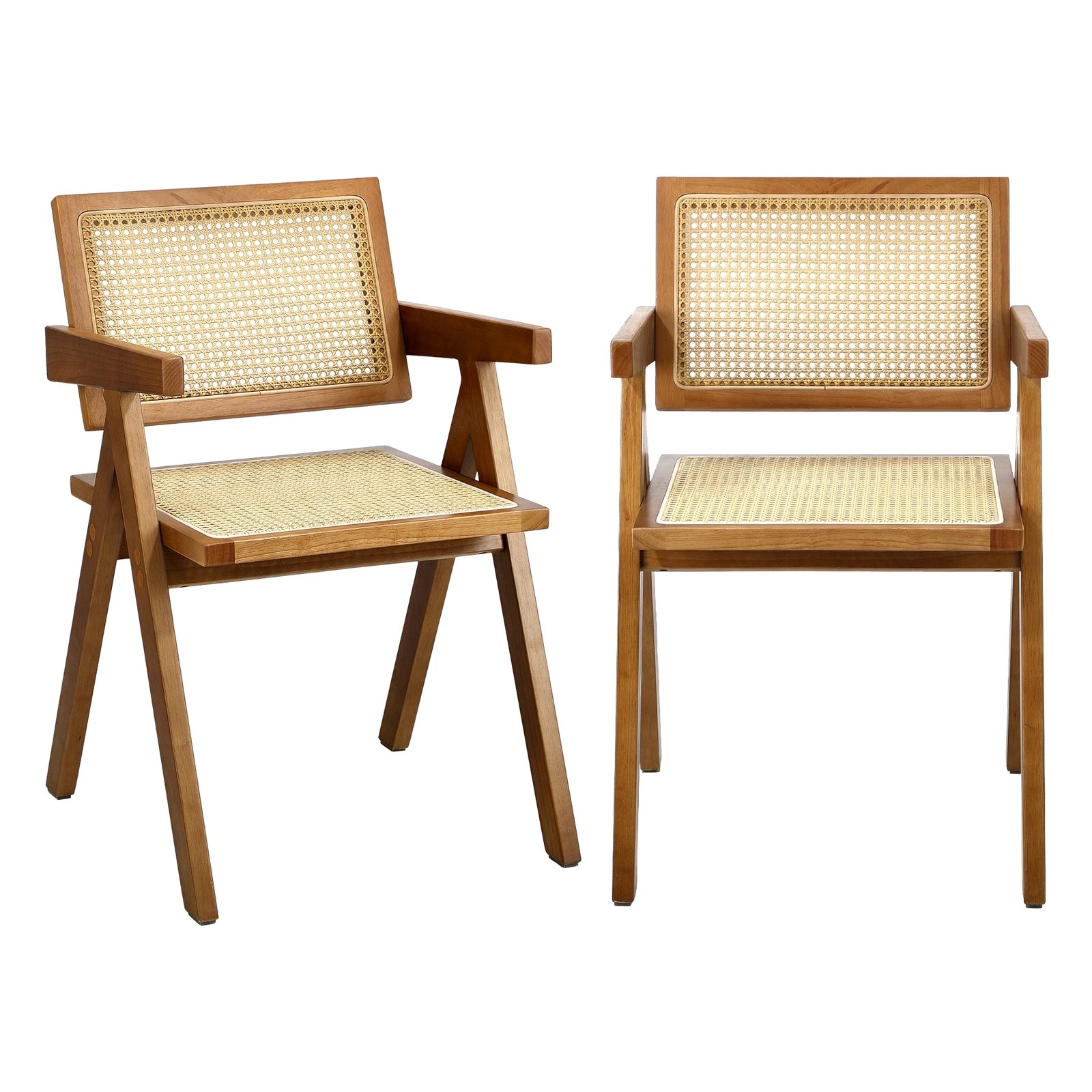 5 Oikiture 4x Dining Chairs Rattan Chair Wooden Accent Chair - Natural, 5 of 9