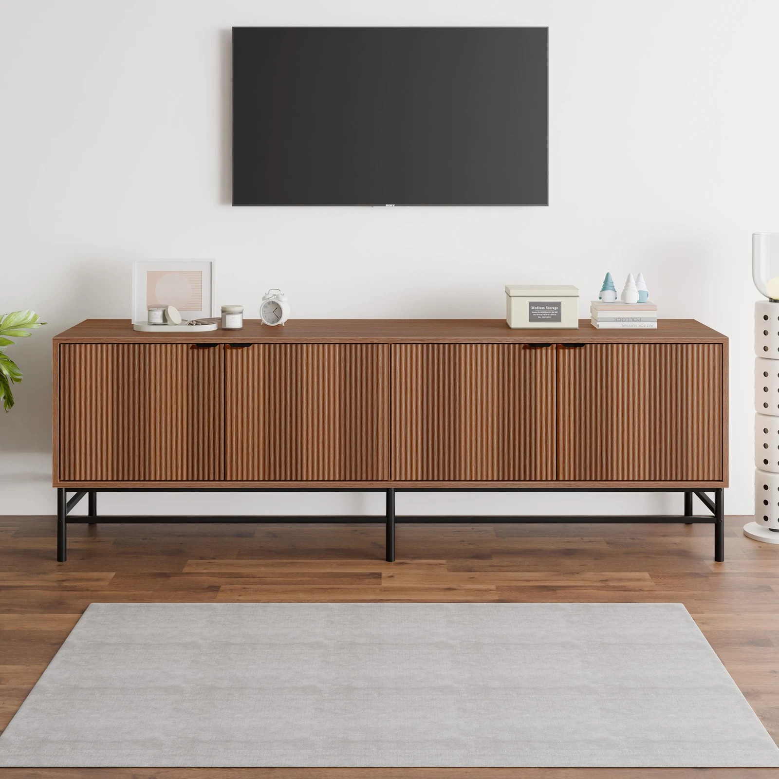 5 Alfordson Entertainment Unit TV Cabinet Stand 180cm Storage 4 Tiers Shelf - Walnut, 5 of 10