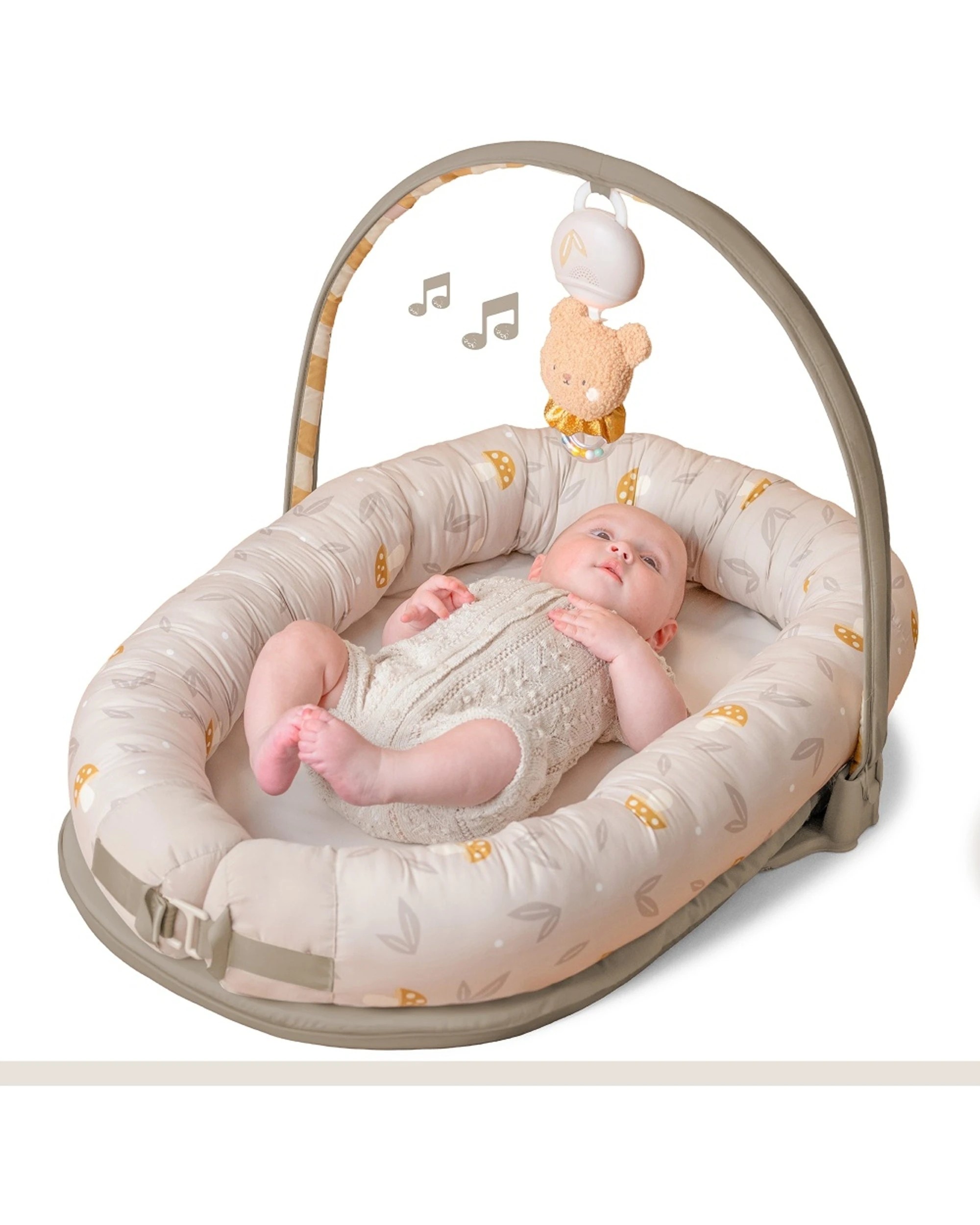 2 Taf Toys Snuggle Play Pod 2-in-1 Lounger Gym Musical Bear - Beige, 2 of 3