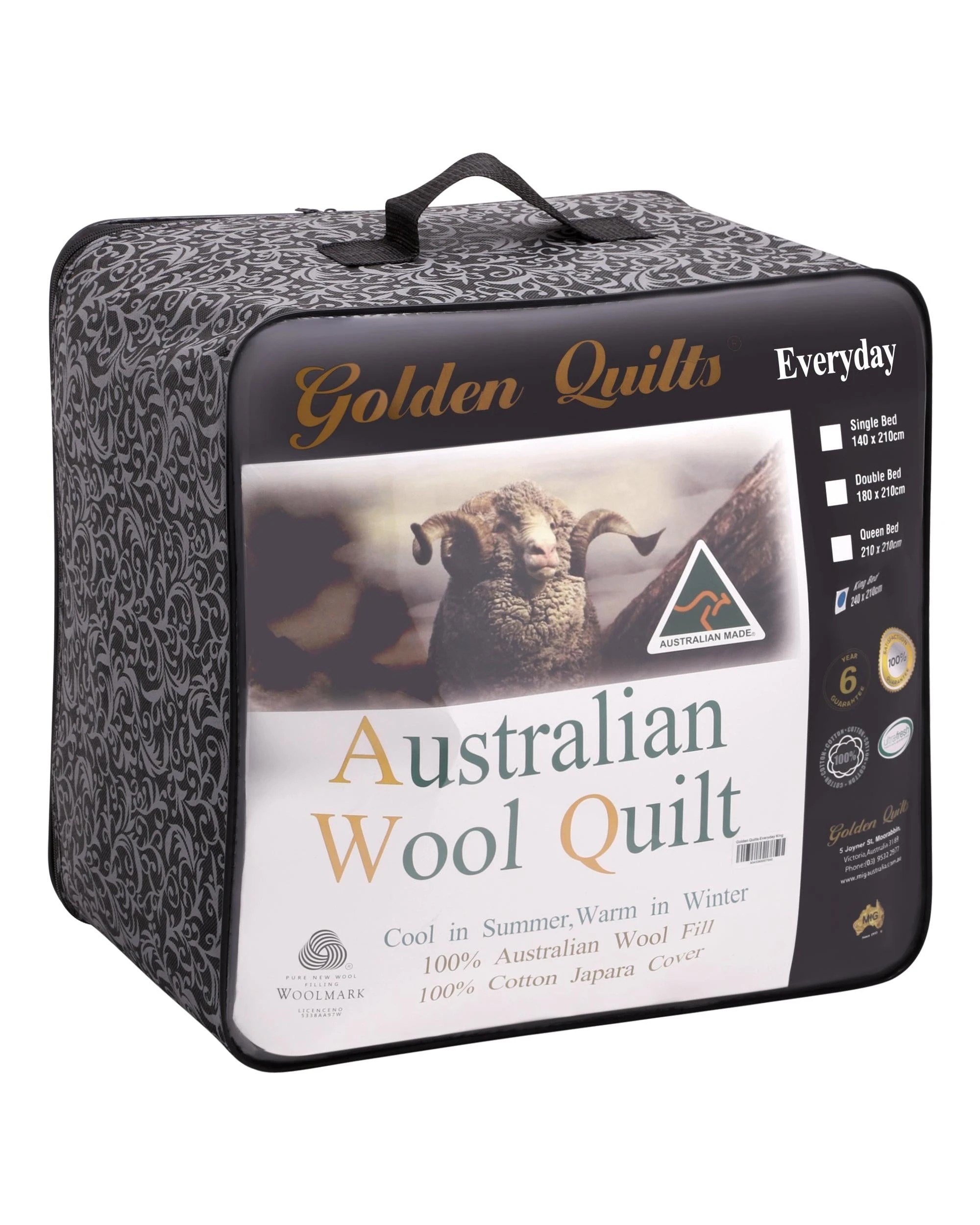 1 Golden Quilts 600GSM 100% Australian Wool Quilt — White Queen
 - Queen Bed
 - white, 1 of 5